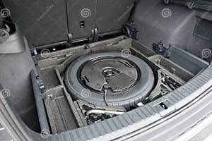 Spare Wheel In The Trunk Of A Modern Car Stock Image Image Of Garage 
