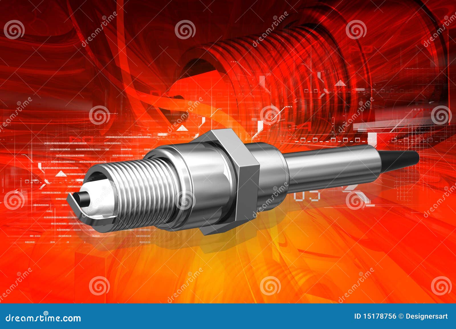 Digital illustration of spark plug in color background