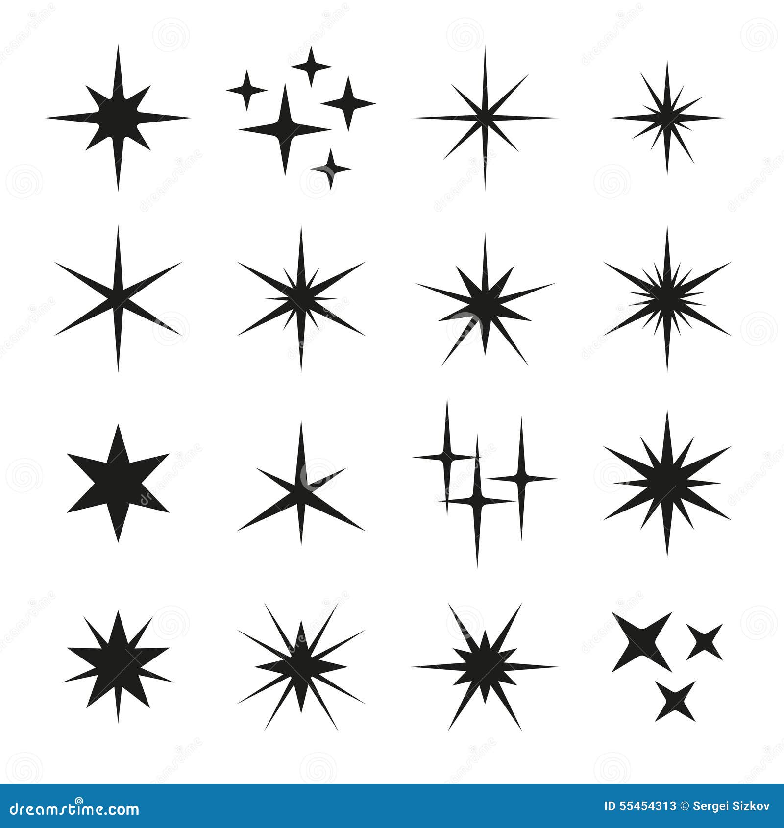 Sparkles Black Template Icons On White Background Stock Vector - Image