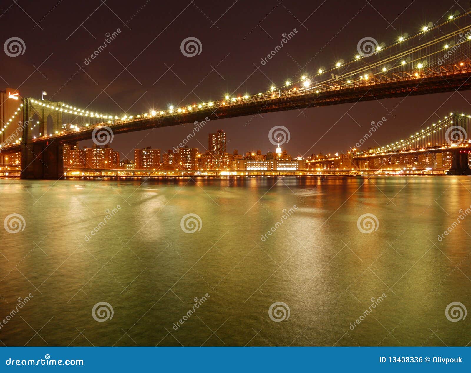 Sparkling Brooklyn Bridge by Night Stock Photo - Image of living ...