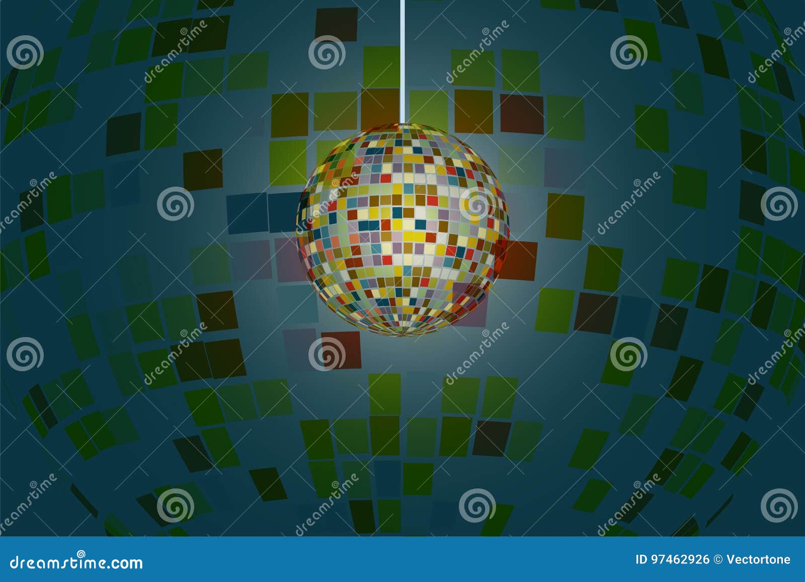 Sparkling Disco Ball Shine with Colorful Reflection Spread Around