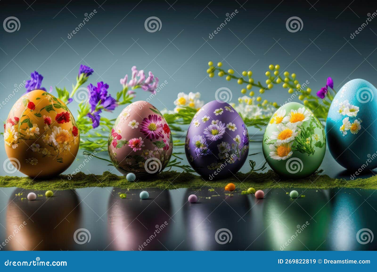 Sparkling Easter Egg Delight. Generative AI Stock Image Image of tradition, blue 269822819