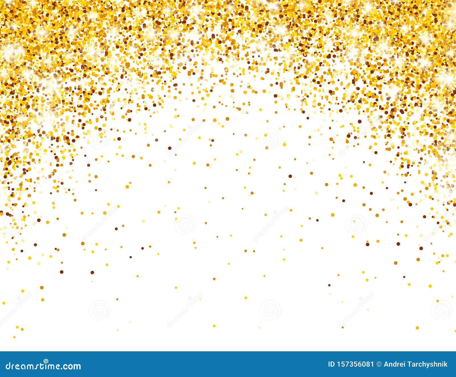 Sparkling Golden Glitter On White Vector Background Falling Shiny