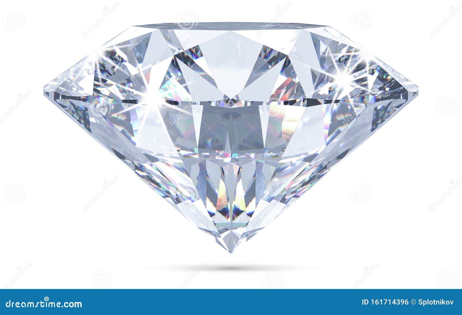 sparkling light round brilliant cut diamond with shadow and glowing lens flares. 3d rendering   on