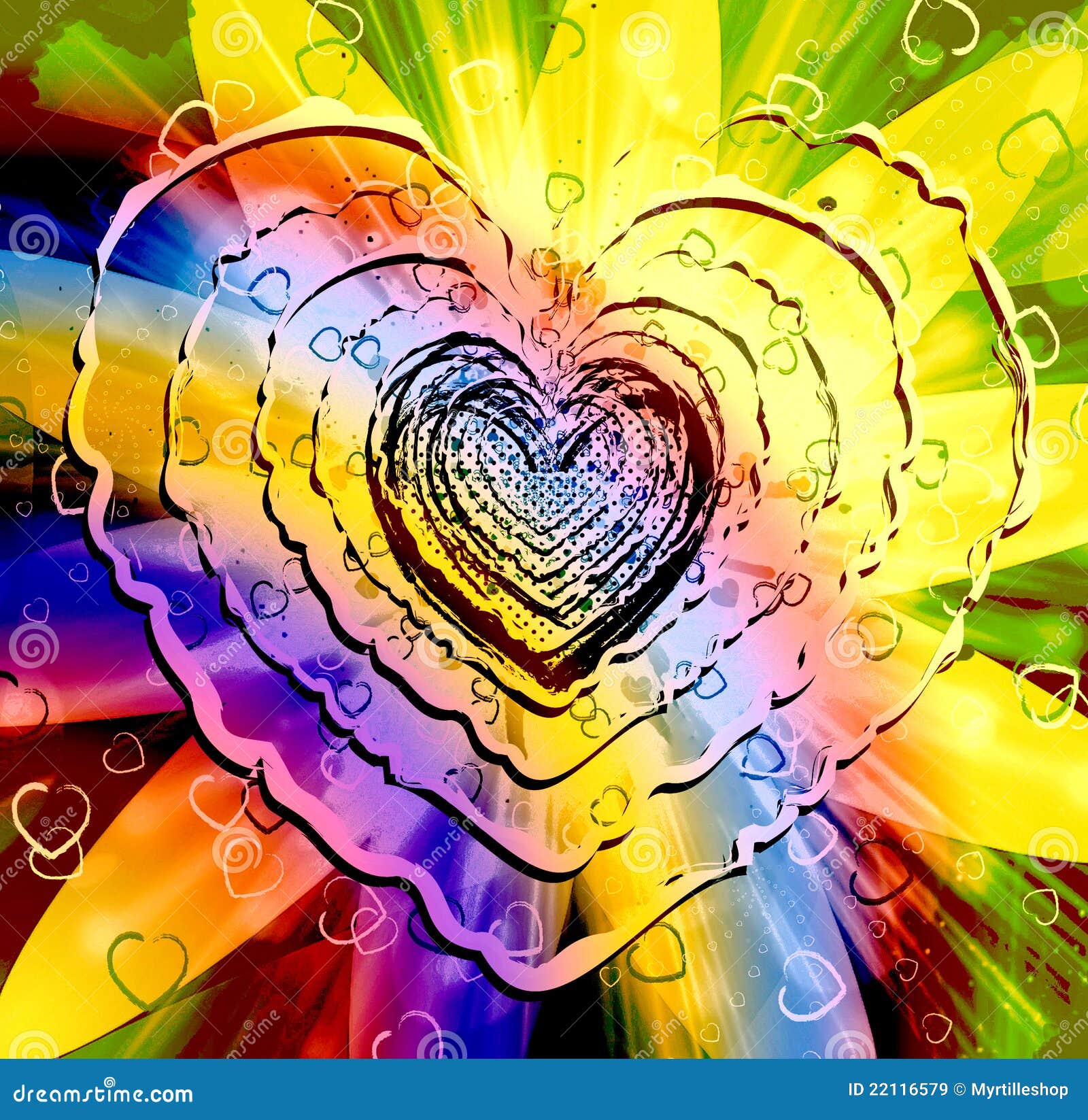 Sparkling Multicolored Heart Shape Stock Illustration - Illustration of