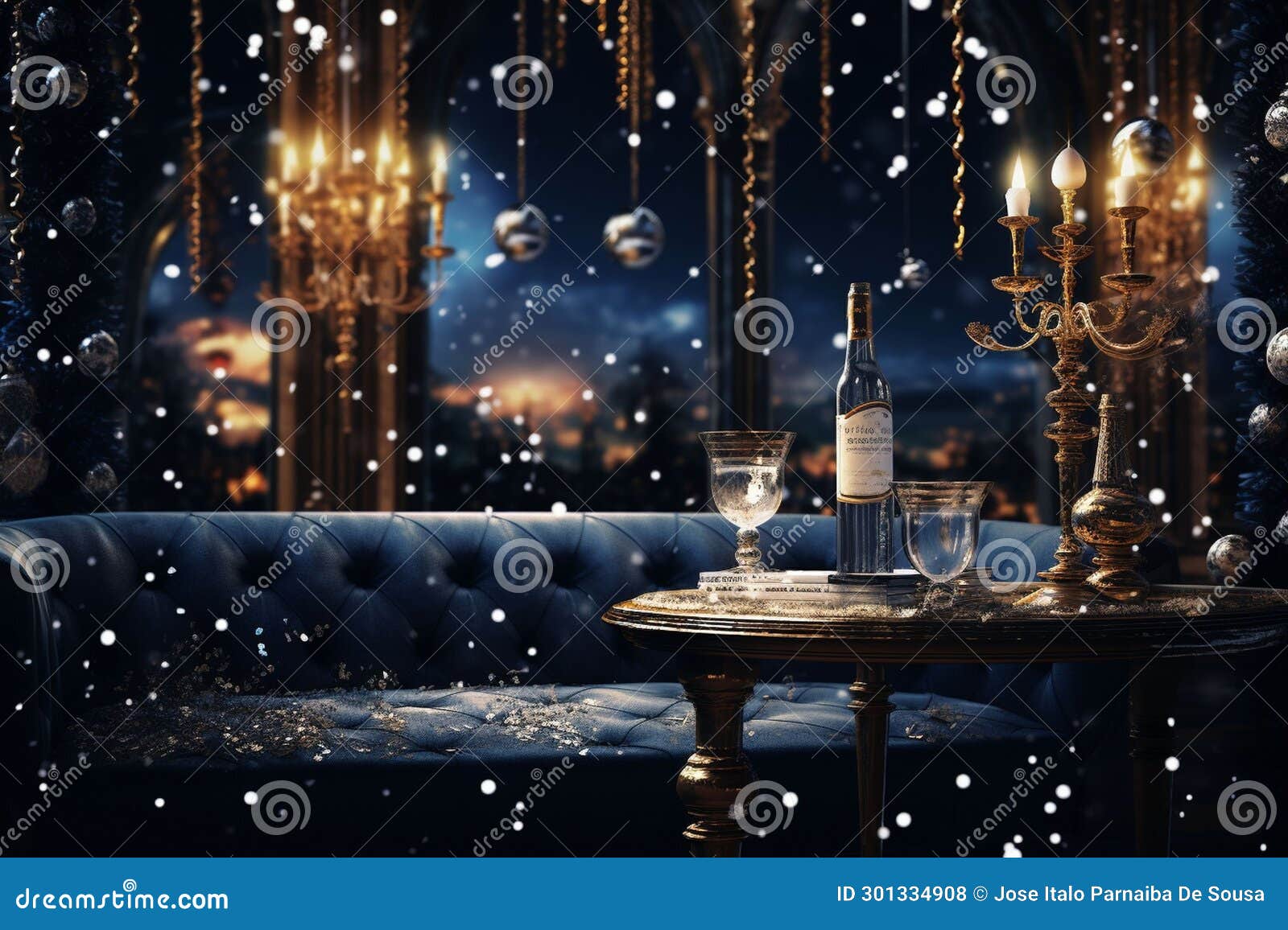 Sparkling New Years Eve Decorations Setting a Stock Illustration