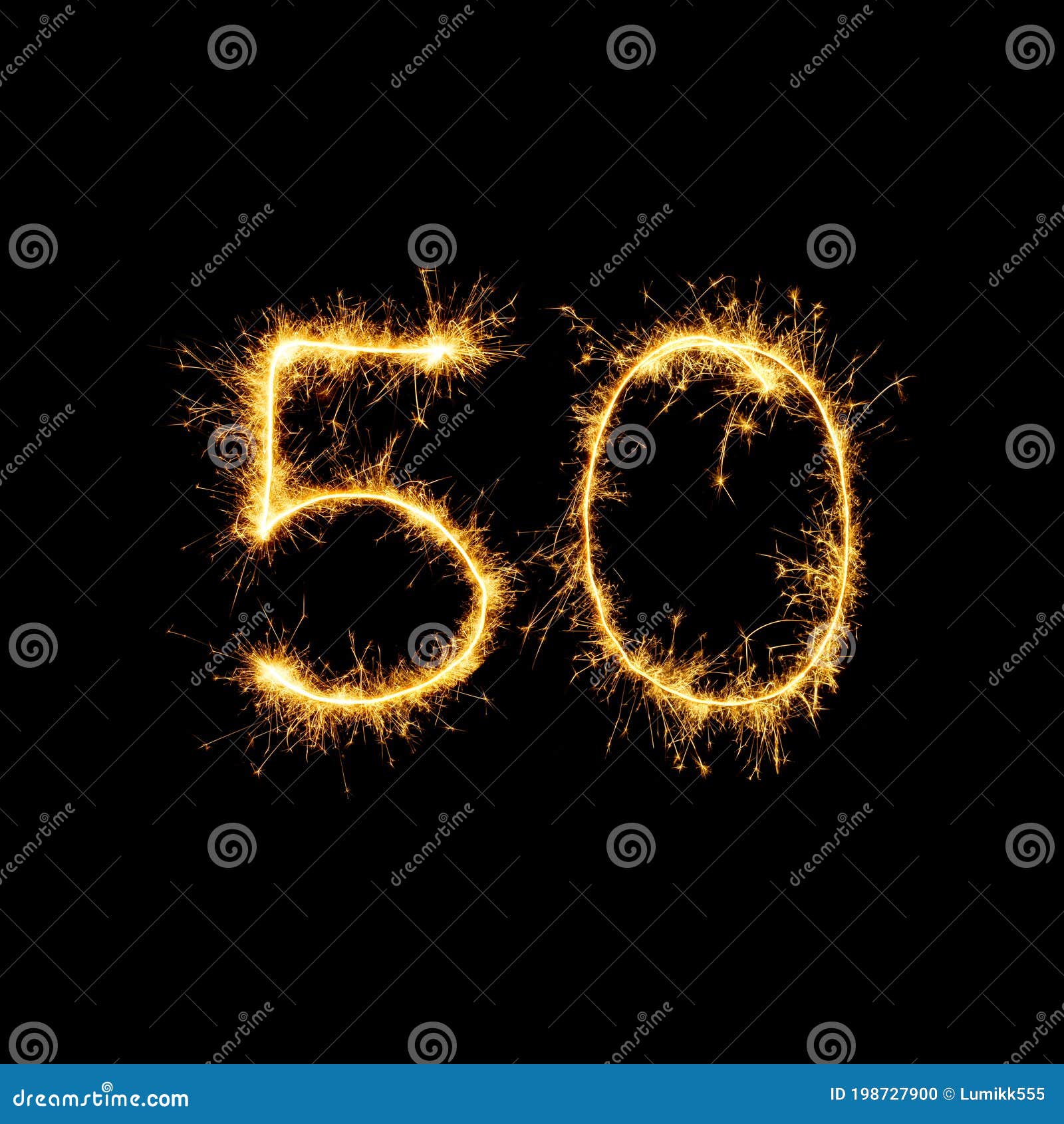 Sparkling 50 Number Isolated On Black Background Royalty-Free Stock