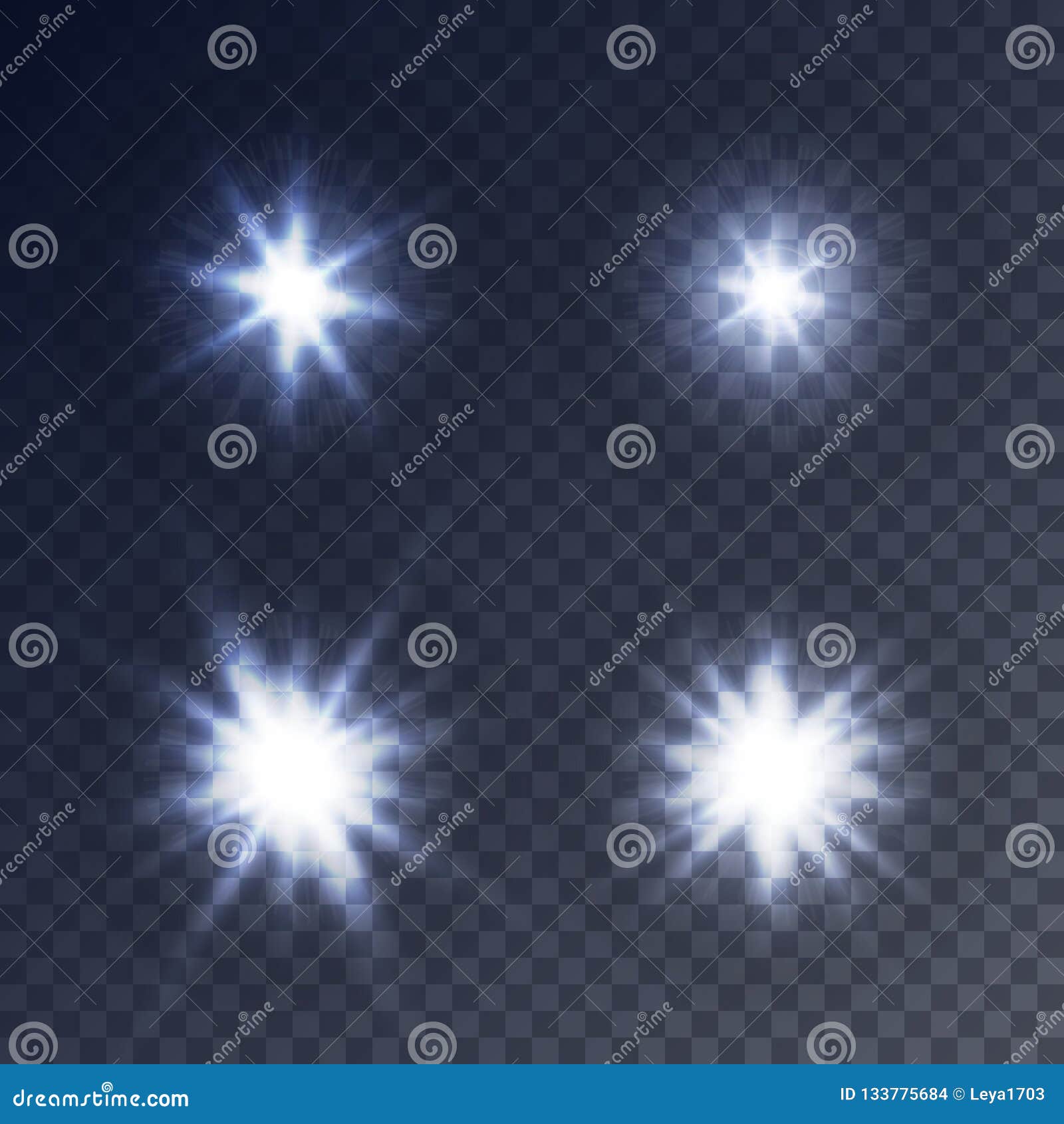 Sparkling Stars, Flickering and Flashing Lights. Stock Vector