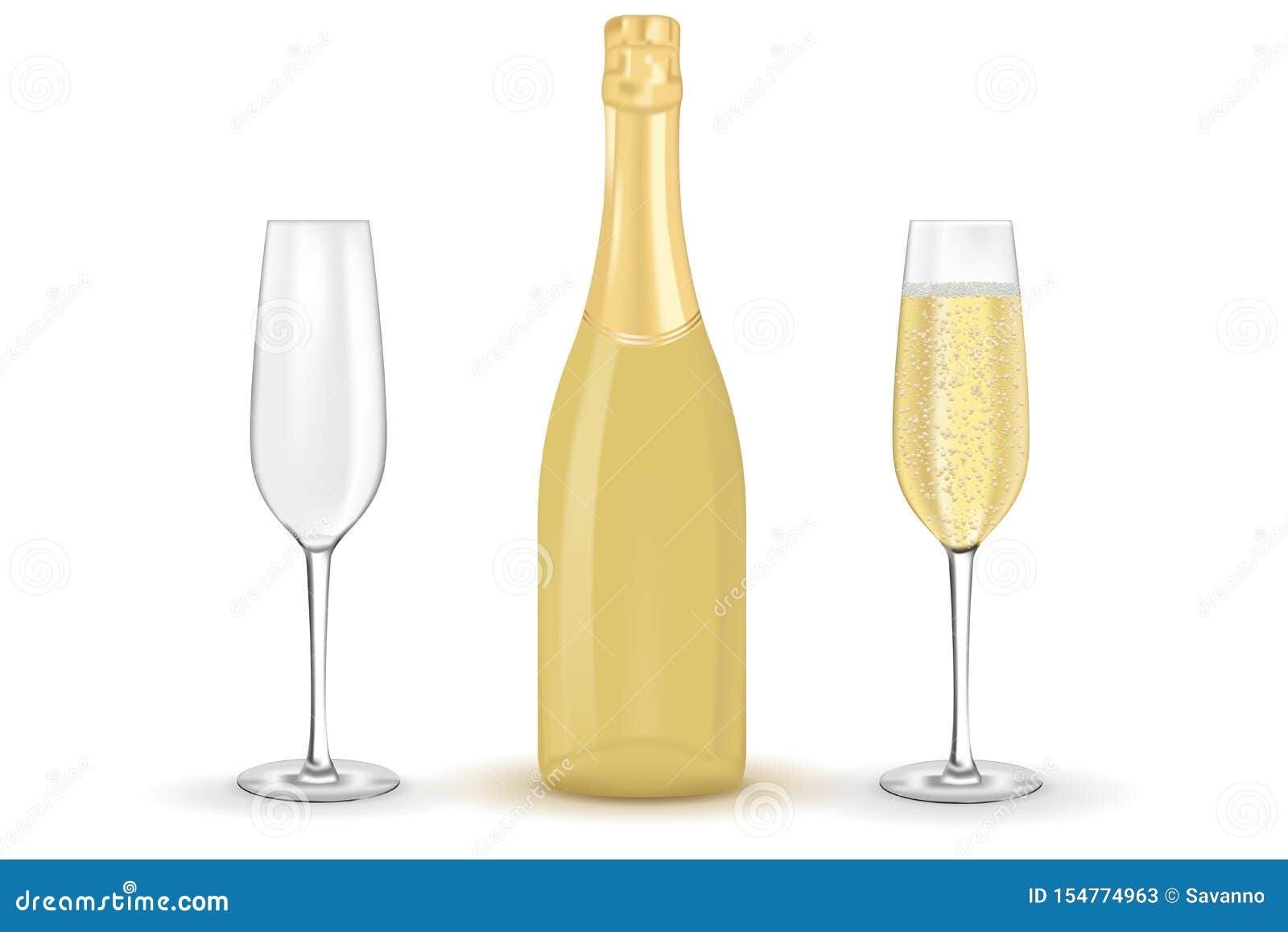 Sparkling Wine Bottle And Glasses Stock Vector Illustration of drink