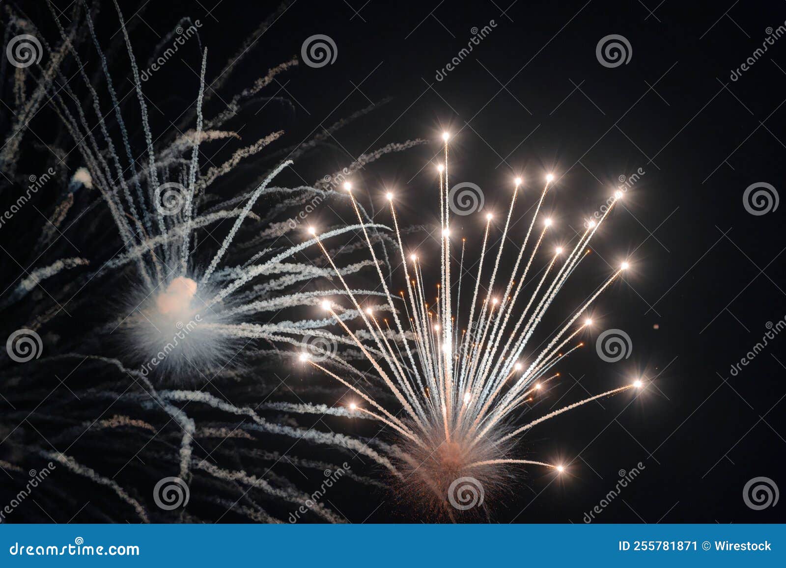 Sparkly Burst of Fireworks in the Night Sky Stock Image Image of