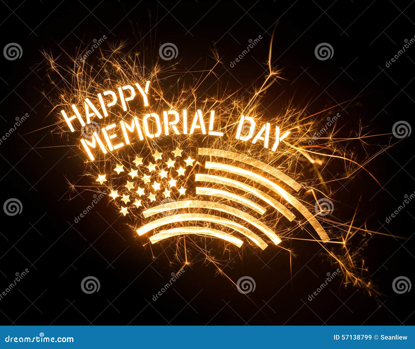 Sparkly HAPPY MEMORIAL DAY Title with Flag Stock Image Image of dark