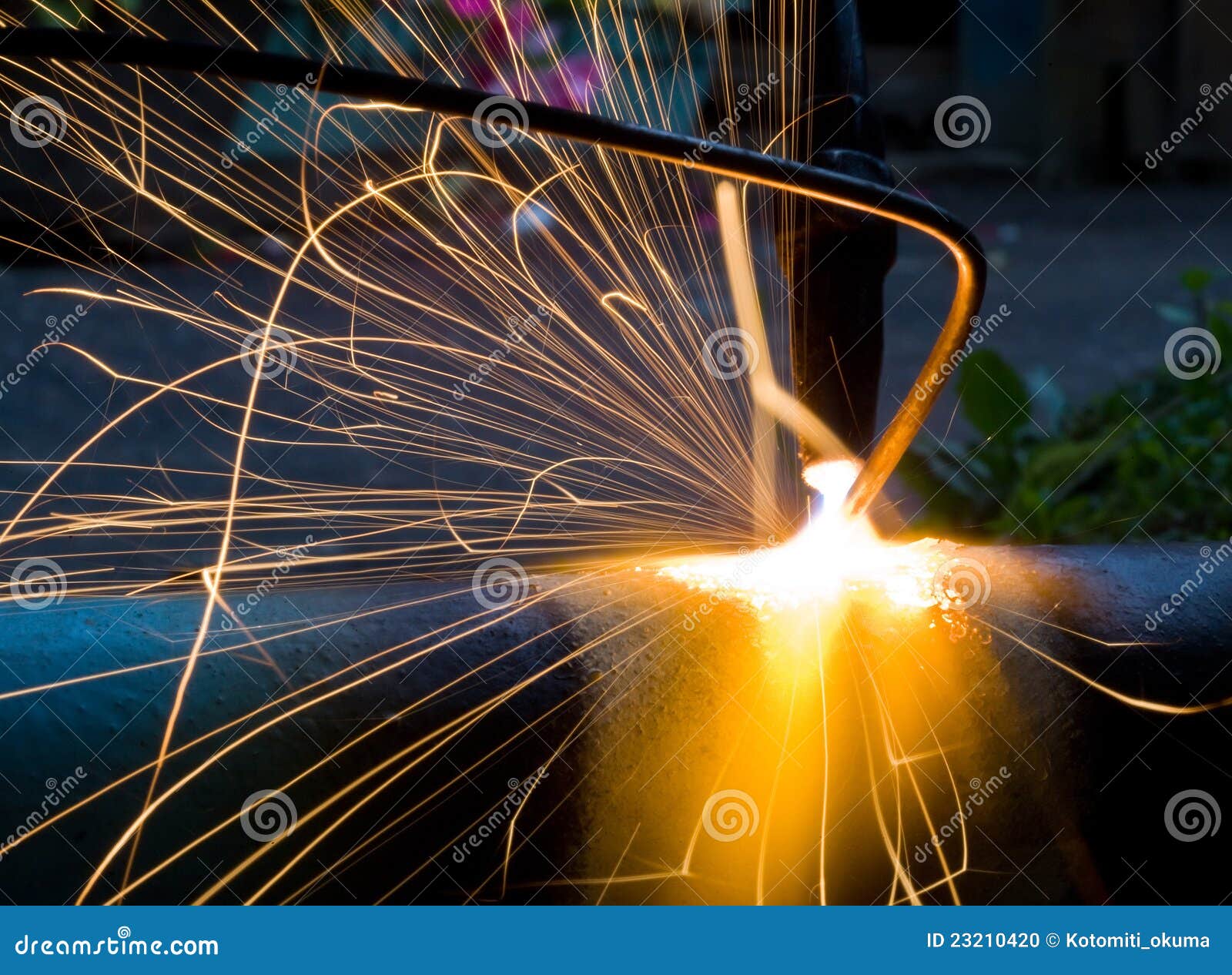 Sparks of the fused metal stock photo. Image of acetylene 23210420