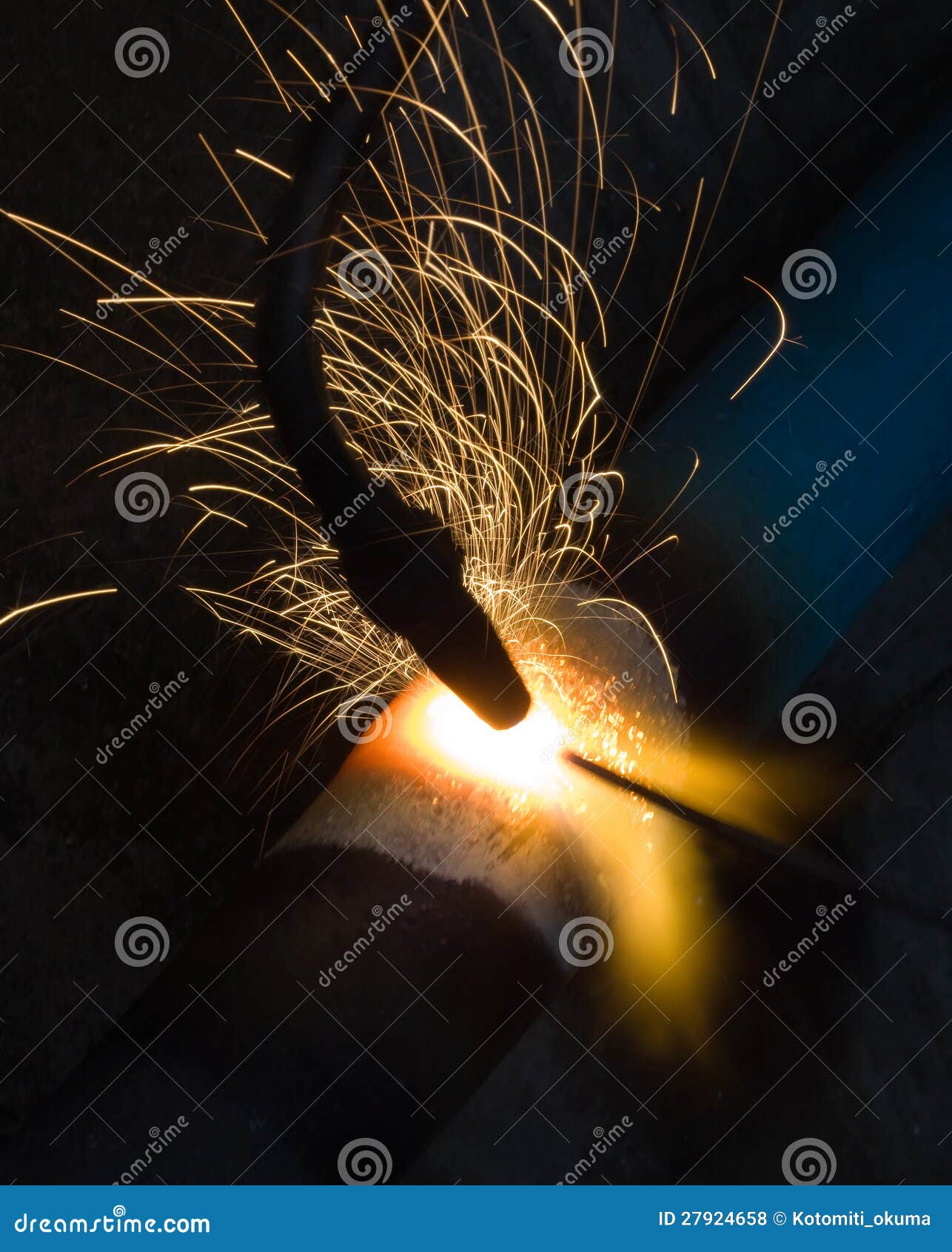 Sparks of the fused metal stock photo. Image of danger 27924658