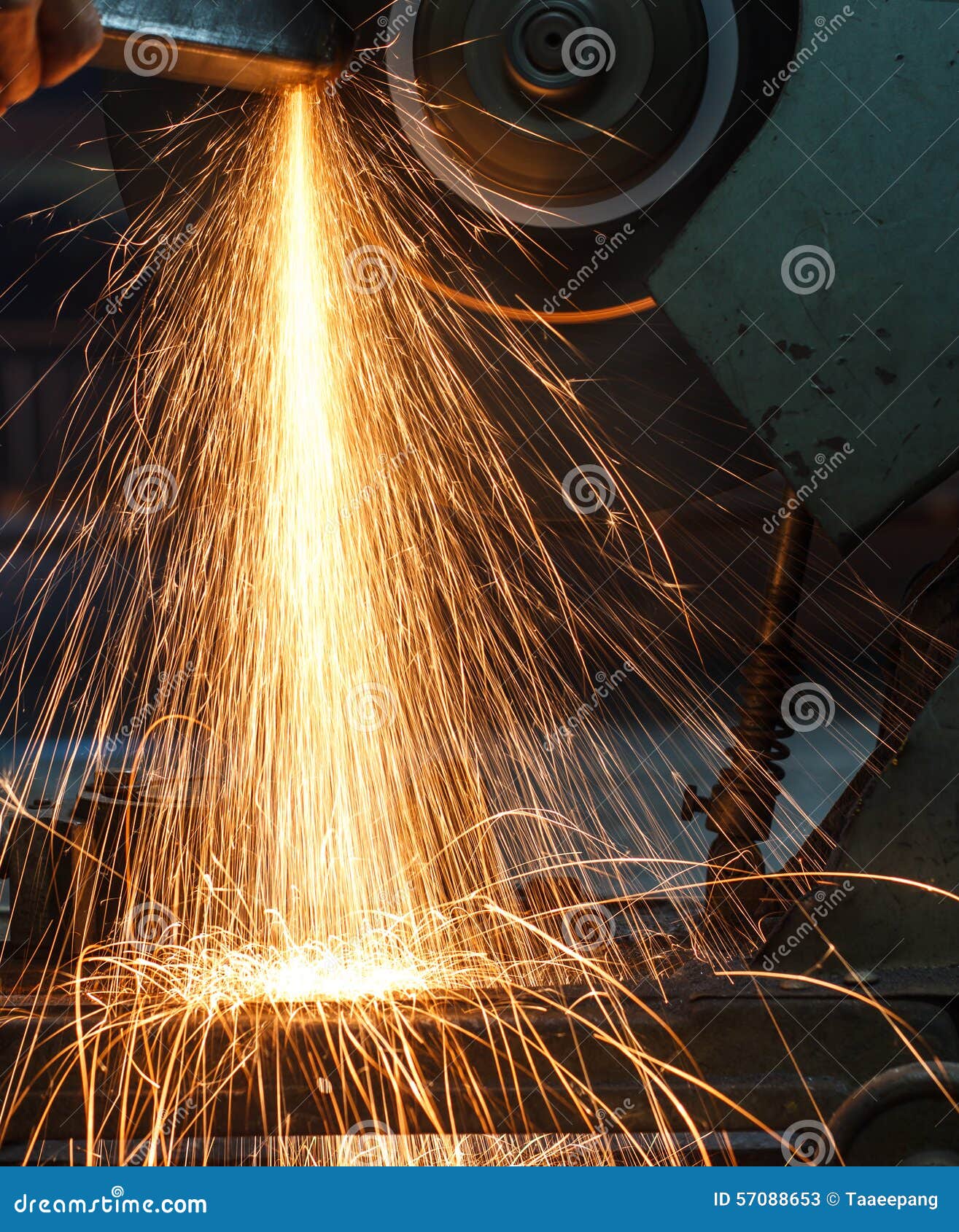 Sparks while grinding iron stock image. Image of spark 57088653