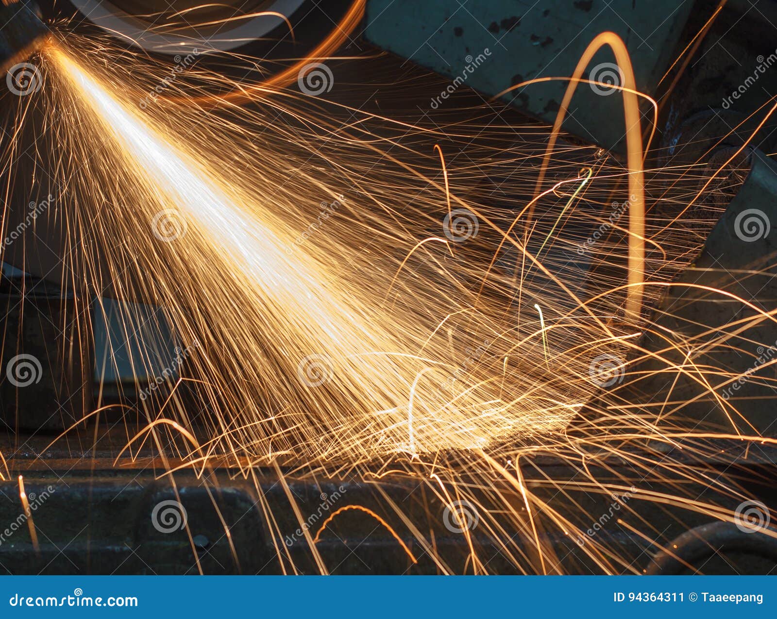 Sparks while grinding iron stock image. Image of manufacturing 94364311