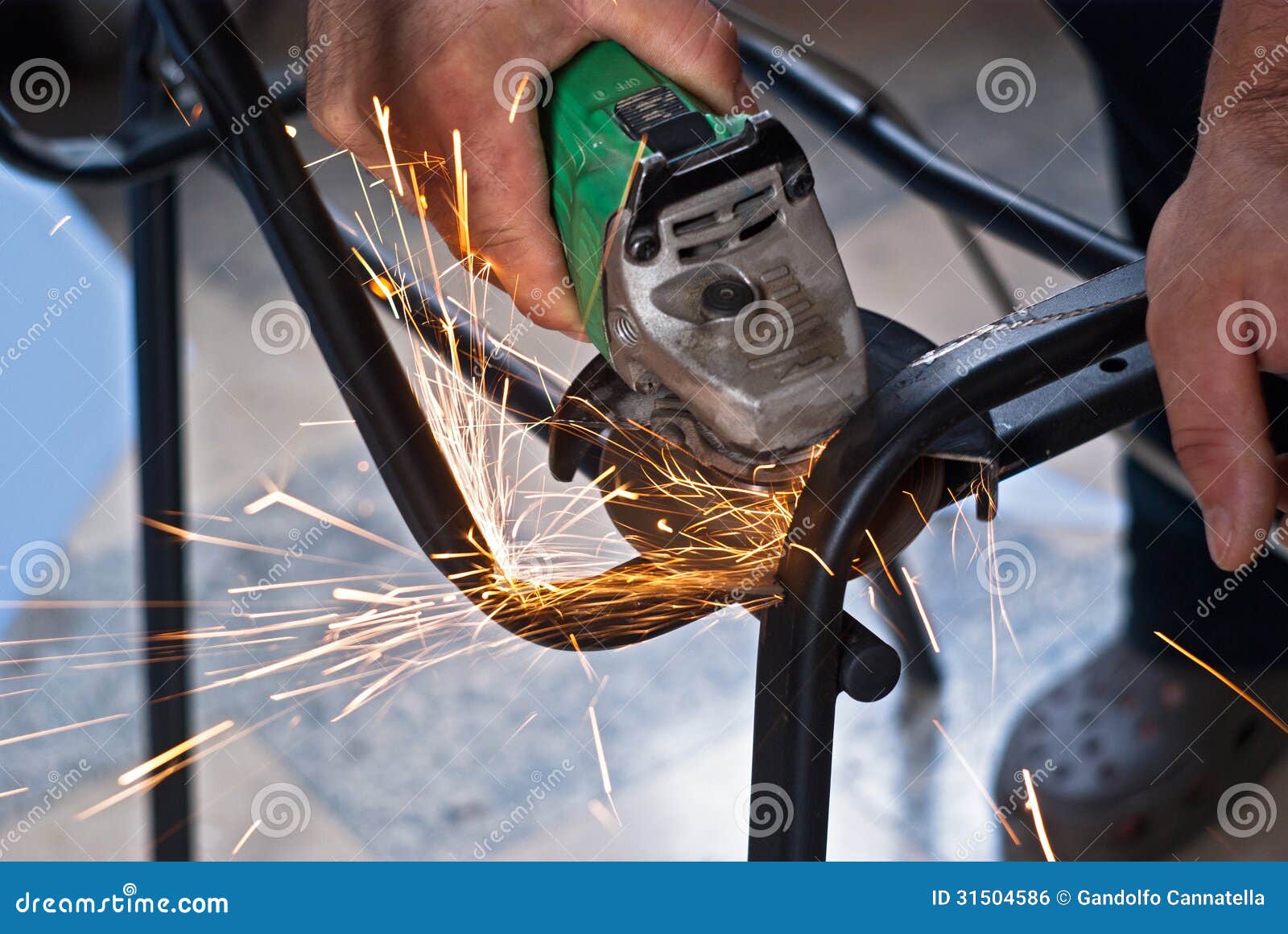 Sparks while grinding stock photo. Image of light, machine 31504586