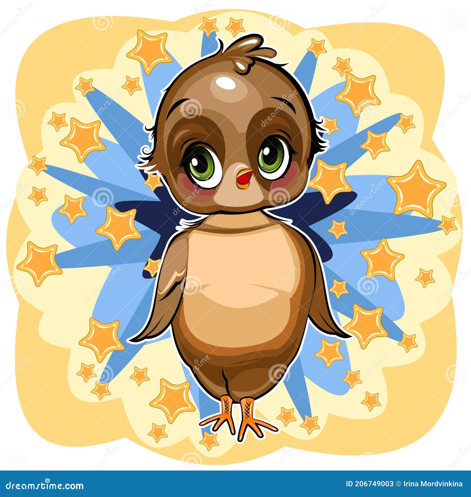 sparrow girl. funny chick. cute and funny baby bird. the  object on a white background. . cartoon