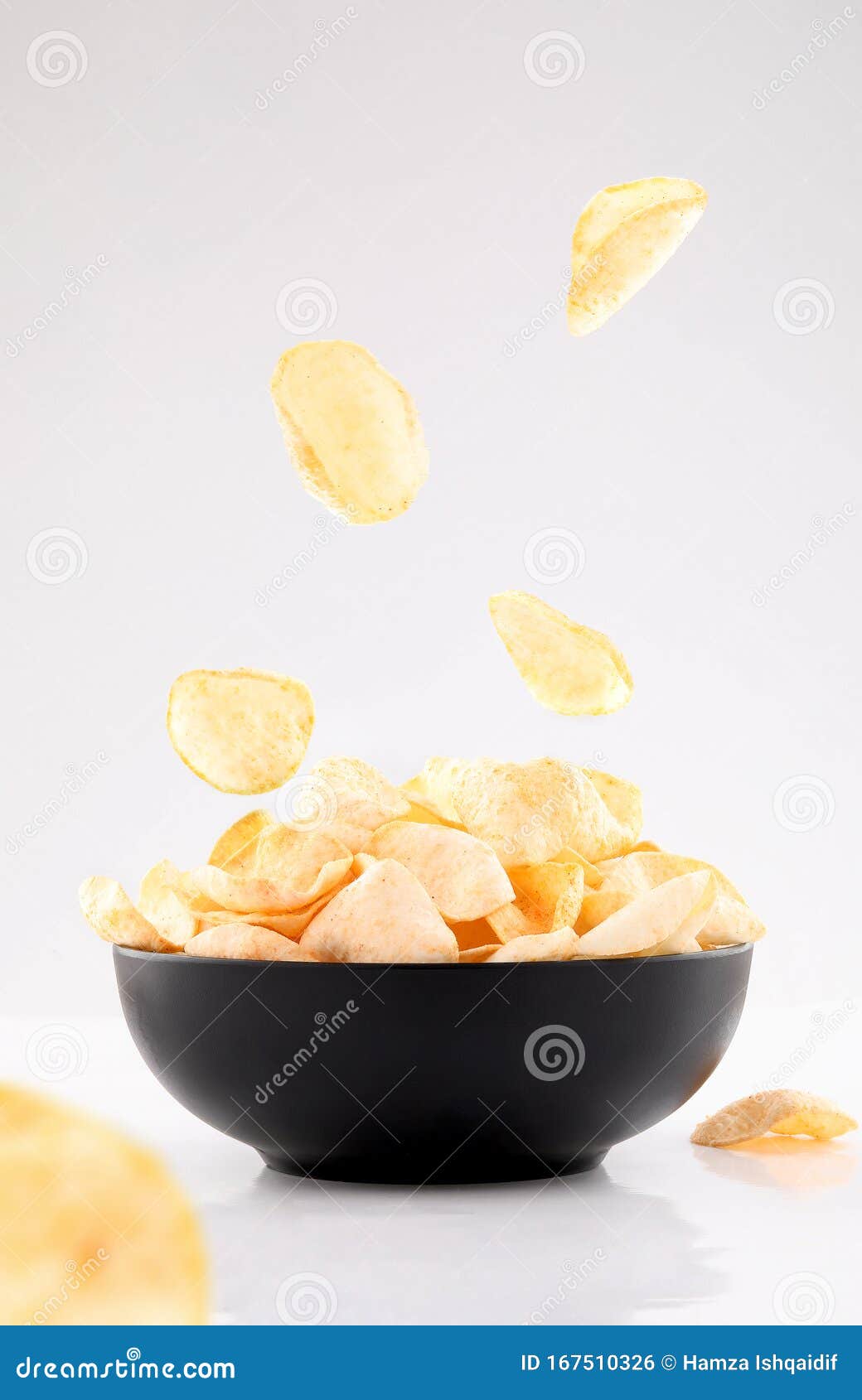Puffed Potato Chips on White Background Stock Photo Image of crispy