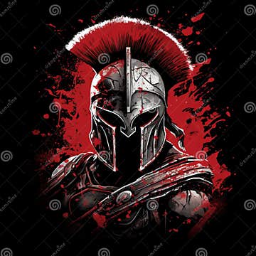 Spartan Helmet Shirt Design with Strong Contrast and Chiaroscuro Stock ...