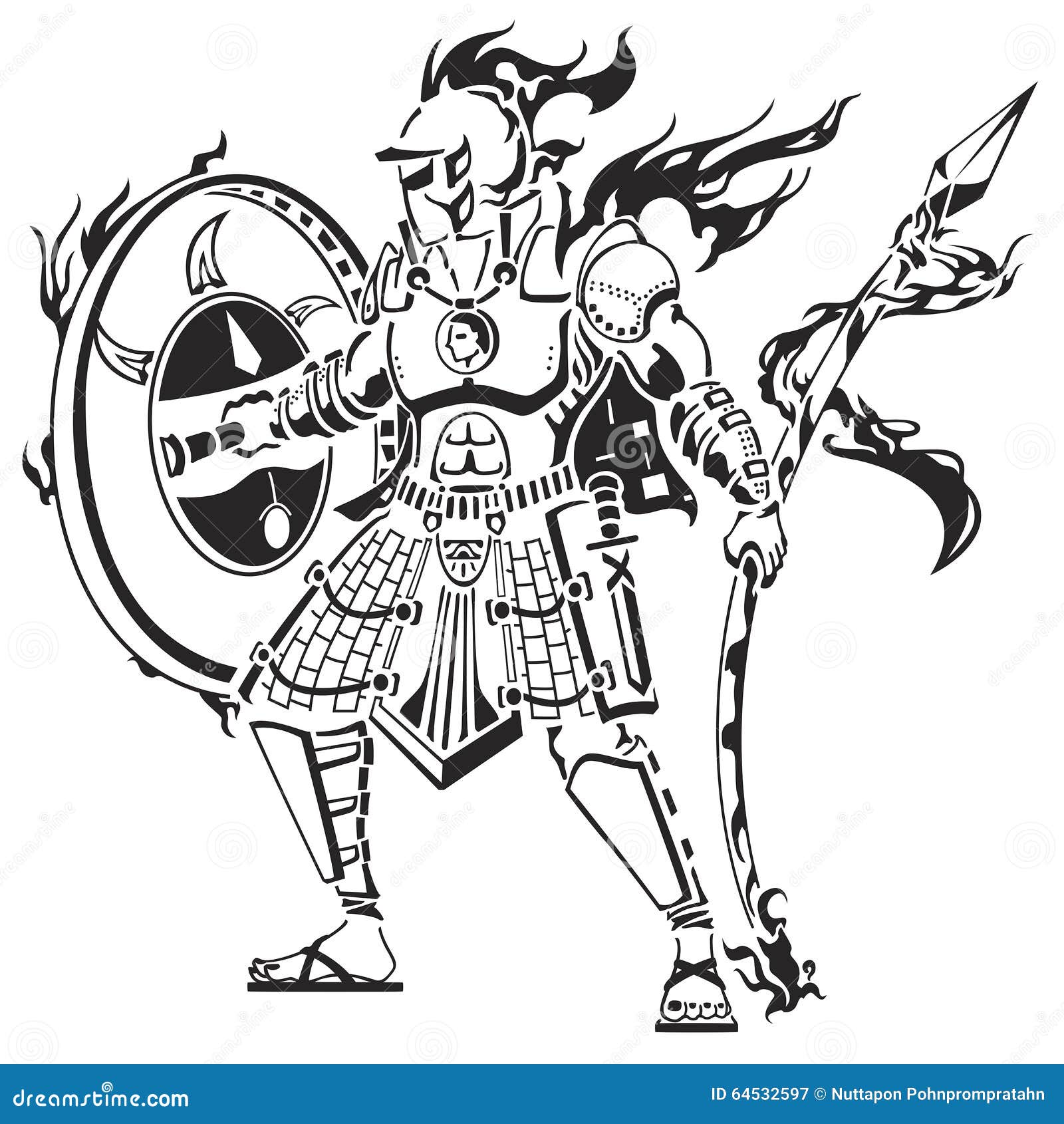 Spartan stock illustration. Illustration of outline, tattoo - 64532597