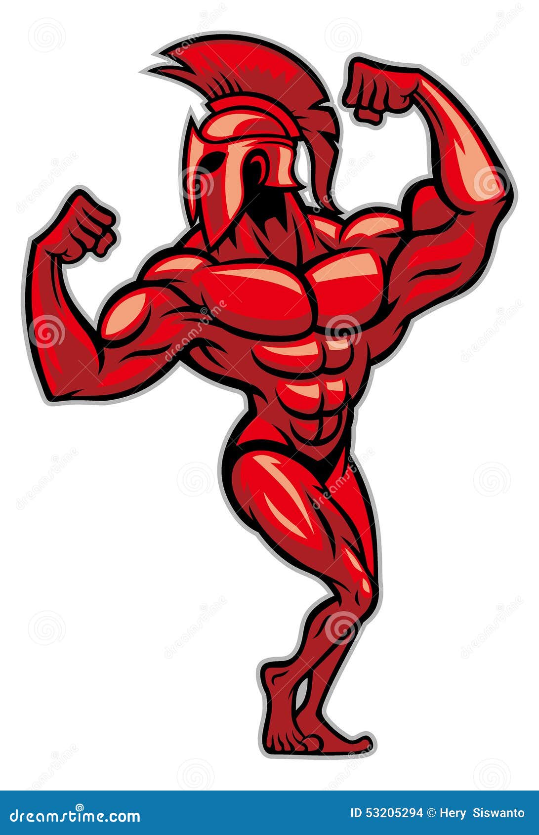 Spartan Pose and Show His Big Muscle Stock Vector Illustration of
