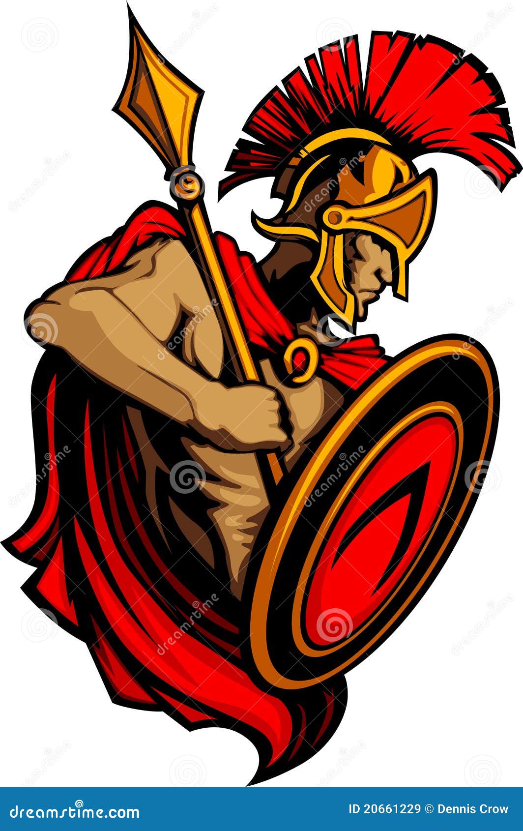 Spartan Trojan With Spear And Shield Stock Vector - Illustration of