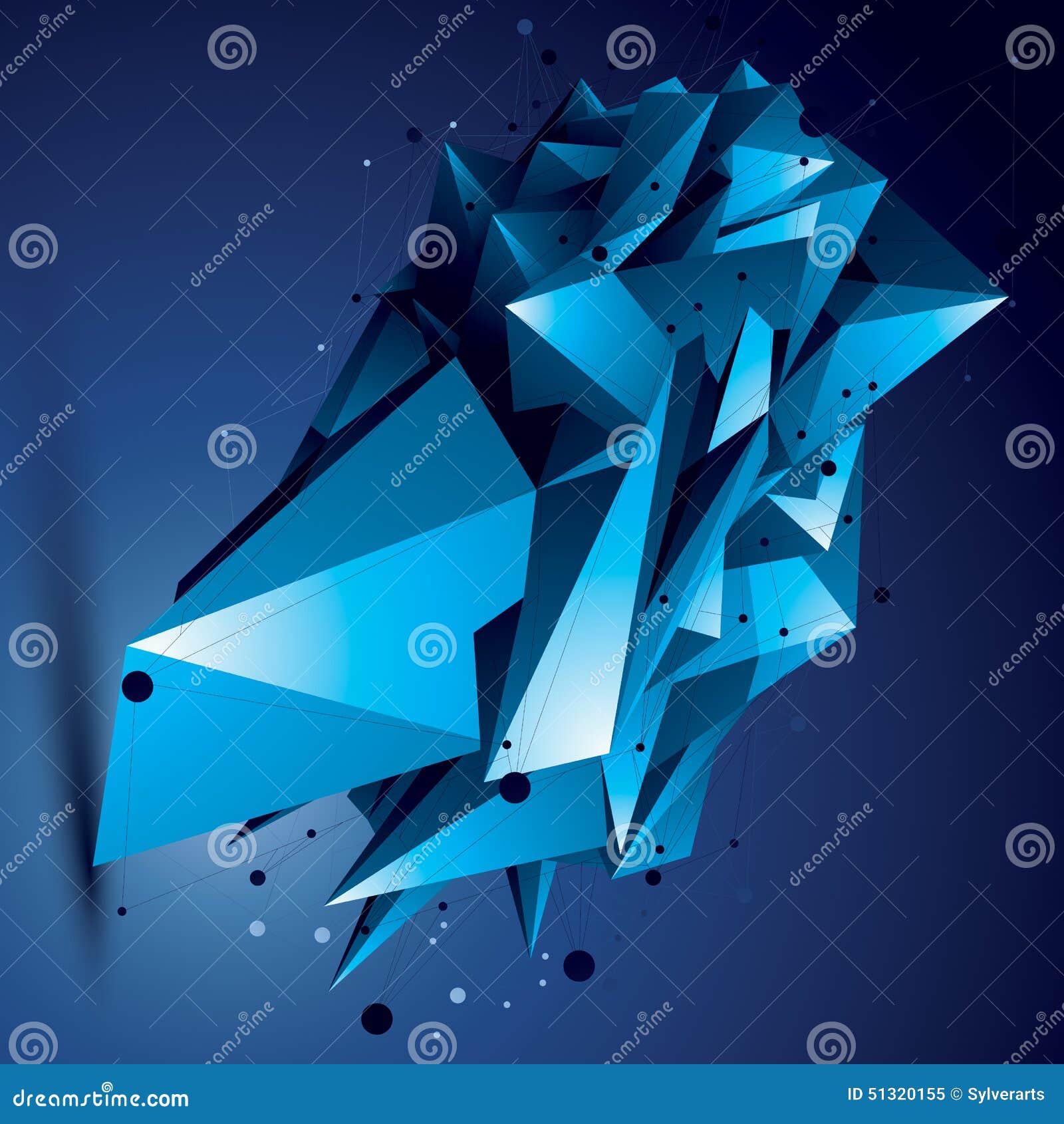 spatial technological bright , polygonal colorful wireframe object.