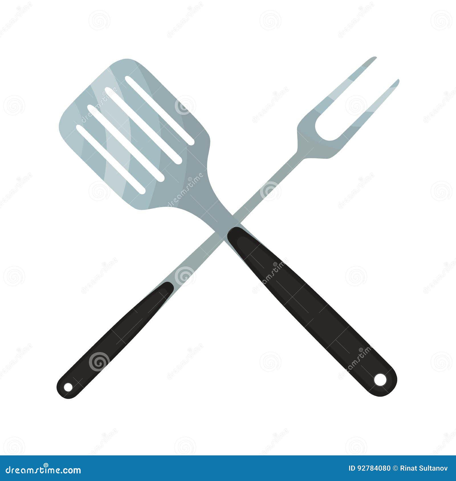 Spatula And Fork Icon Bbq And Grill Tools Barbecue Utensil Vector