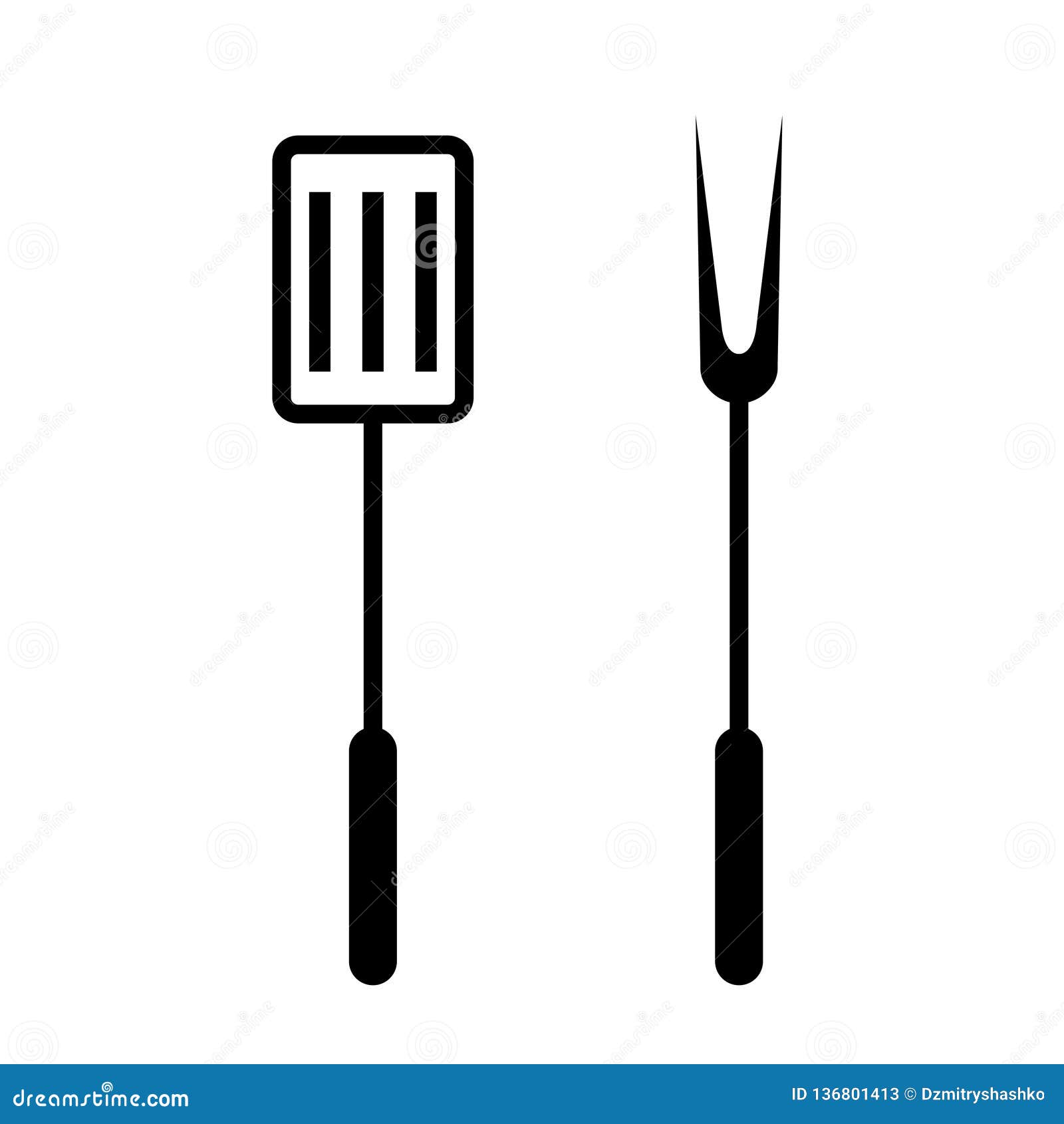Spatula And Fork Icon. Cartoon Vector | CartoonDealer.com #136801413