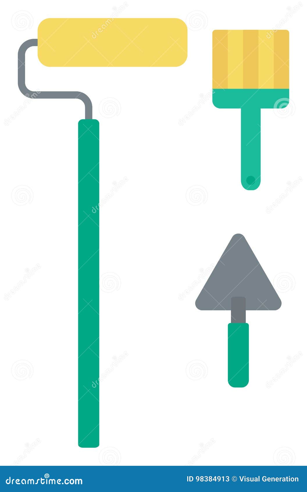 Spatula, Paint Roller And Brush. Stock Vector Illustration of build, housepainting 98384913