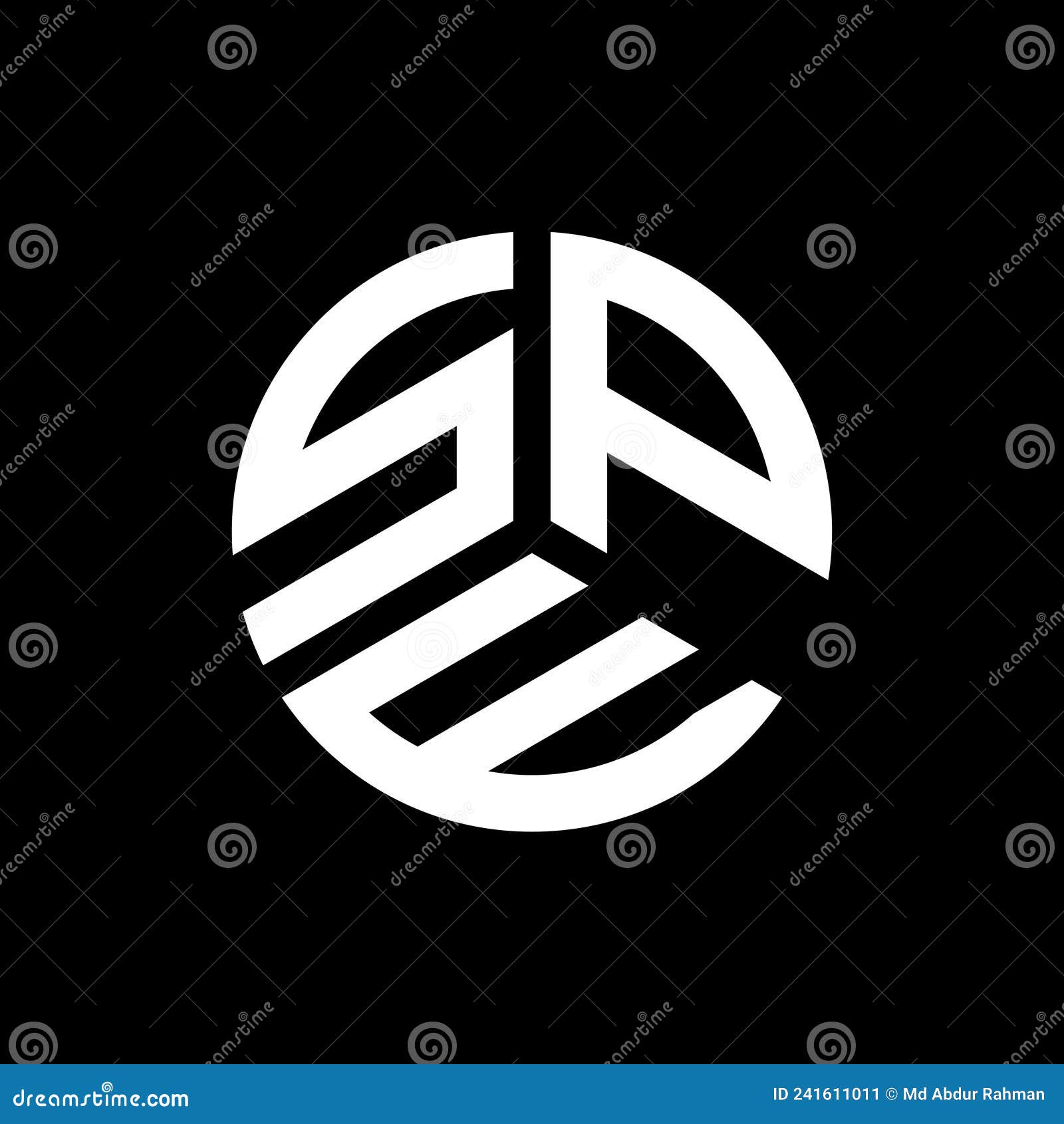 spe letter logo  on black background. spe creative initials letter logo concept. spe letter 