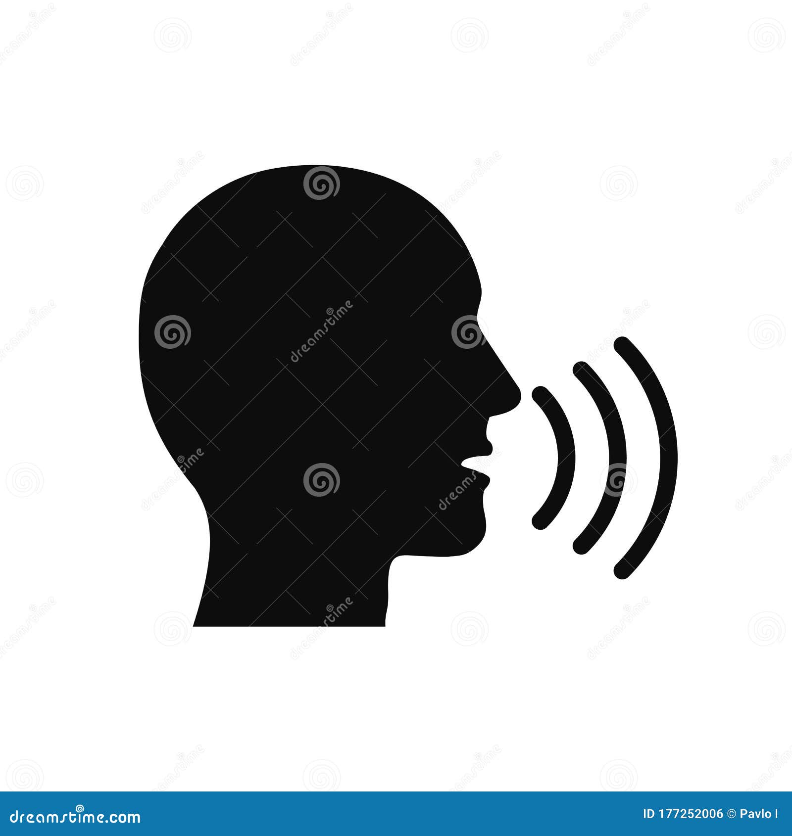 speak icon, talk or talking person sign, speech icon for interview, interact and talks controls, man with open mouth Ã¢â¬â stock