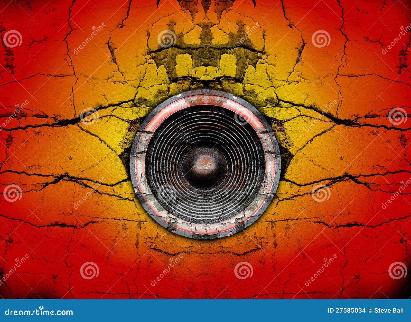 Speaker on a Cracked Wall Background Stock Illustration Illustration