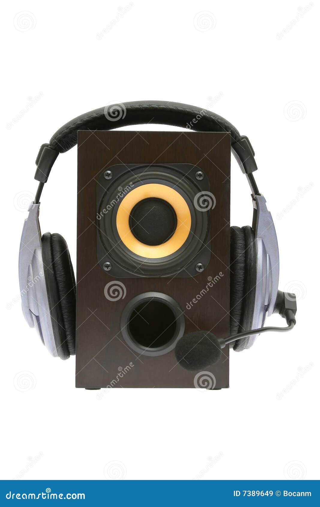 Speaker and headphones stock image. Image of club, sound 7389649