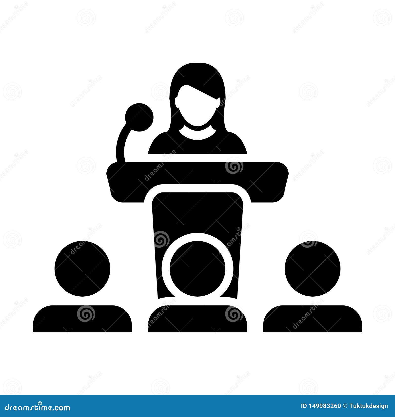 Speaker Icon Vector Female Person On Podium Symbol For Public Speech With Microphone In Glyph Pictogram Stock Vector Illustration Of Business Design