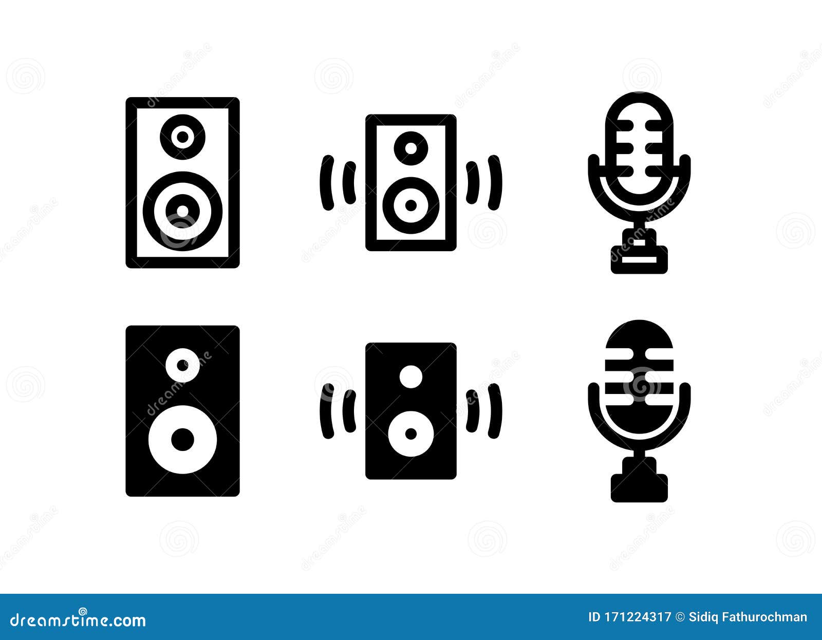 Speaker & Microphone Icon Stock Vector Illustration of communication, podcast 171224317