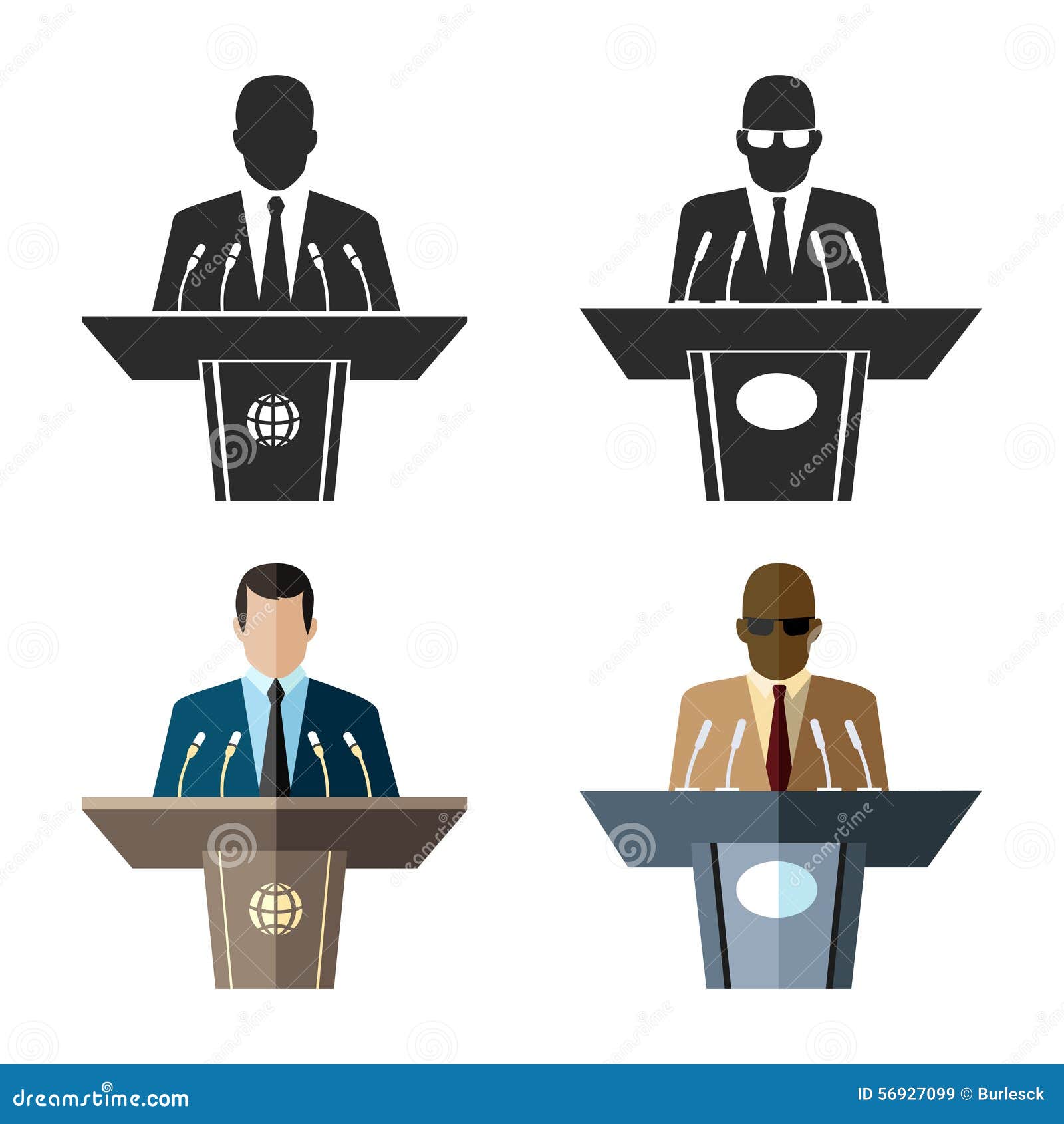 speaker or orator icon in black and flat style