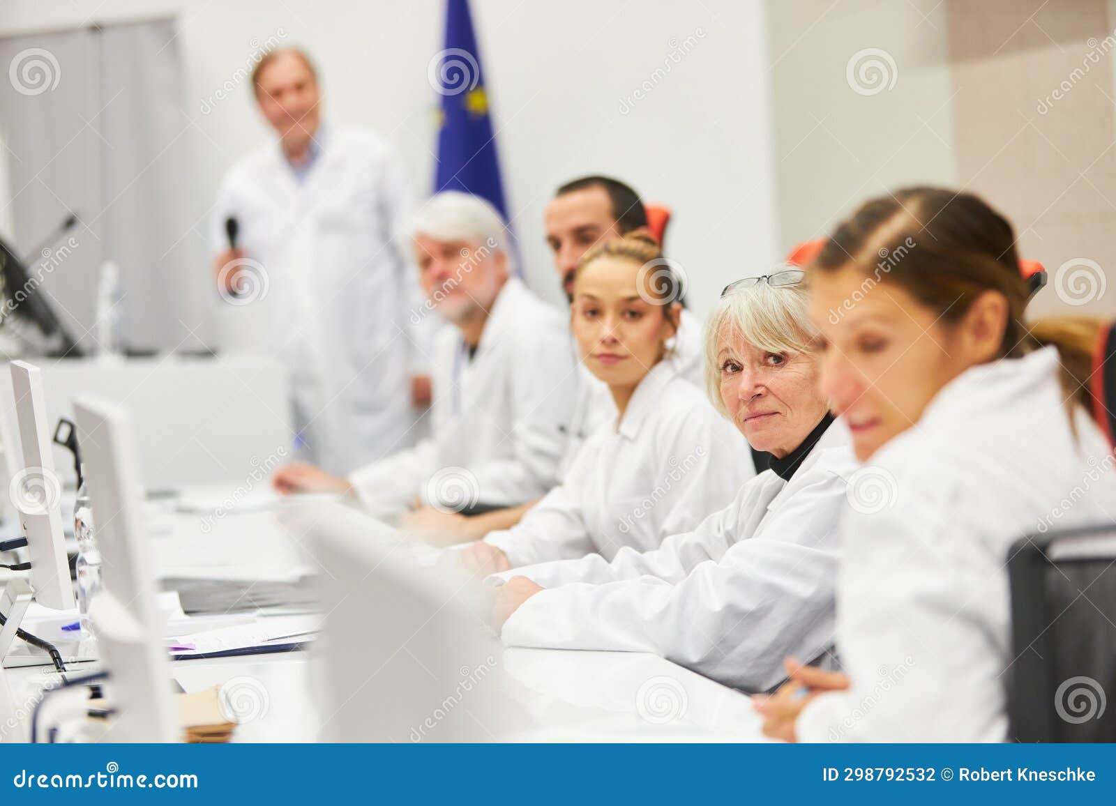 Speaker Panel with Doctors at Medical Health Care Conference Stock