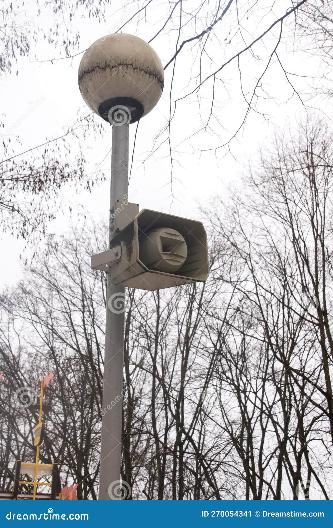 Speaker on a Pole in the Park Stock Image Image of technology, light