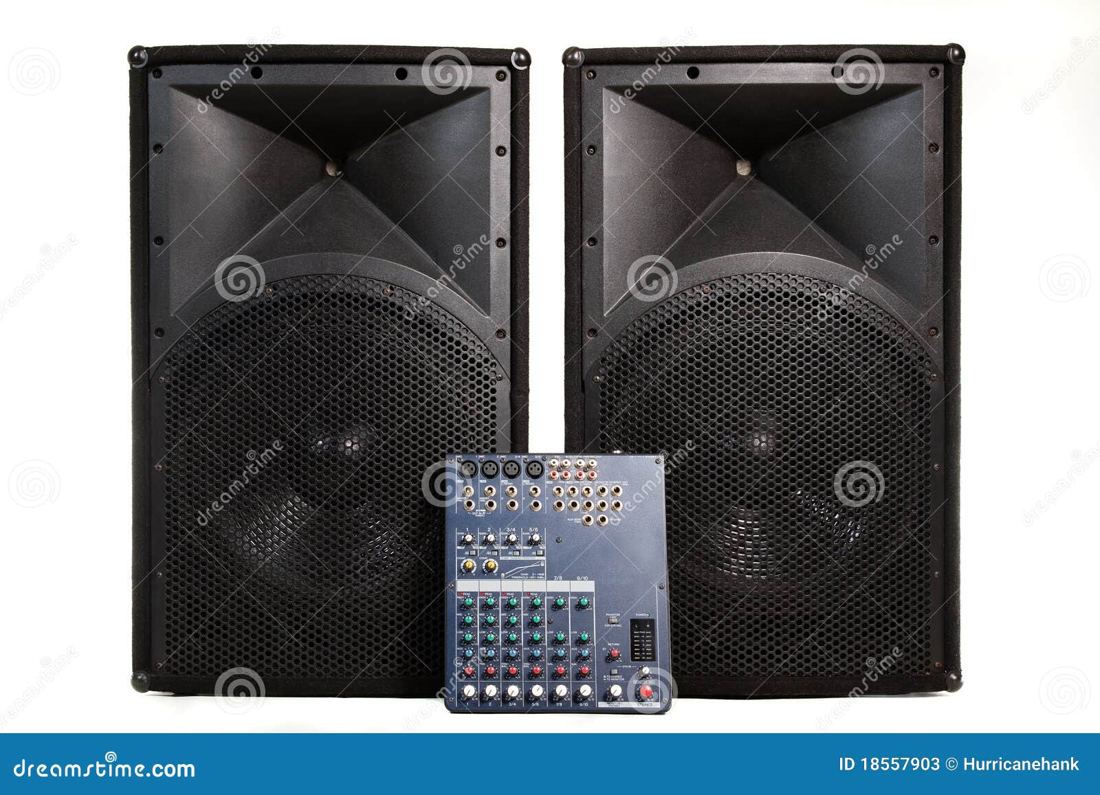 Speakers and Sound Mixer on White Stock Image Image of treble, stage