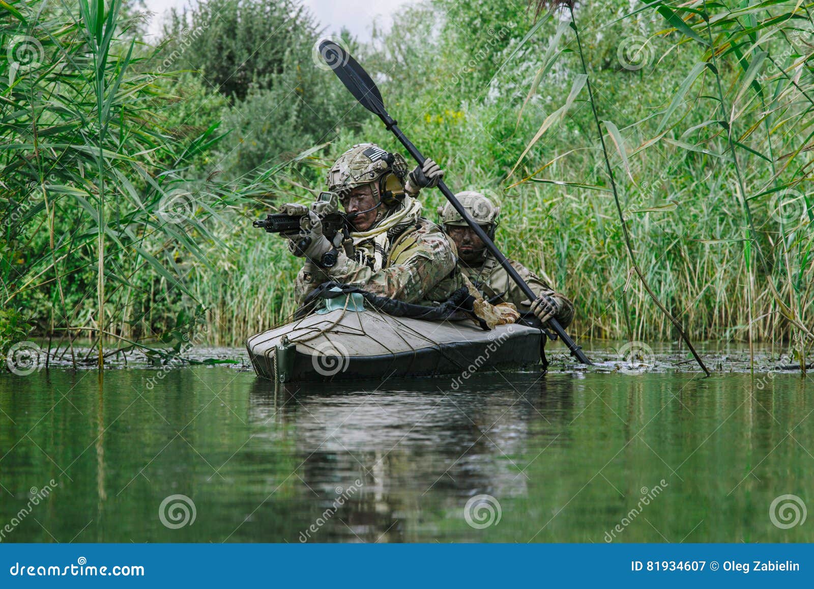 Spec Ops in the Military Kayak Stock Image Image of warfare, weapons