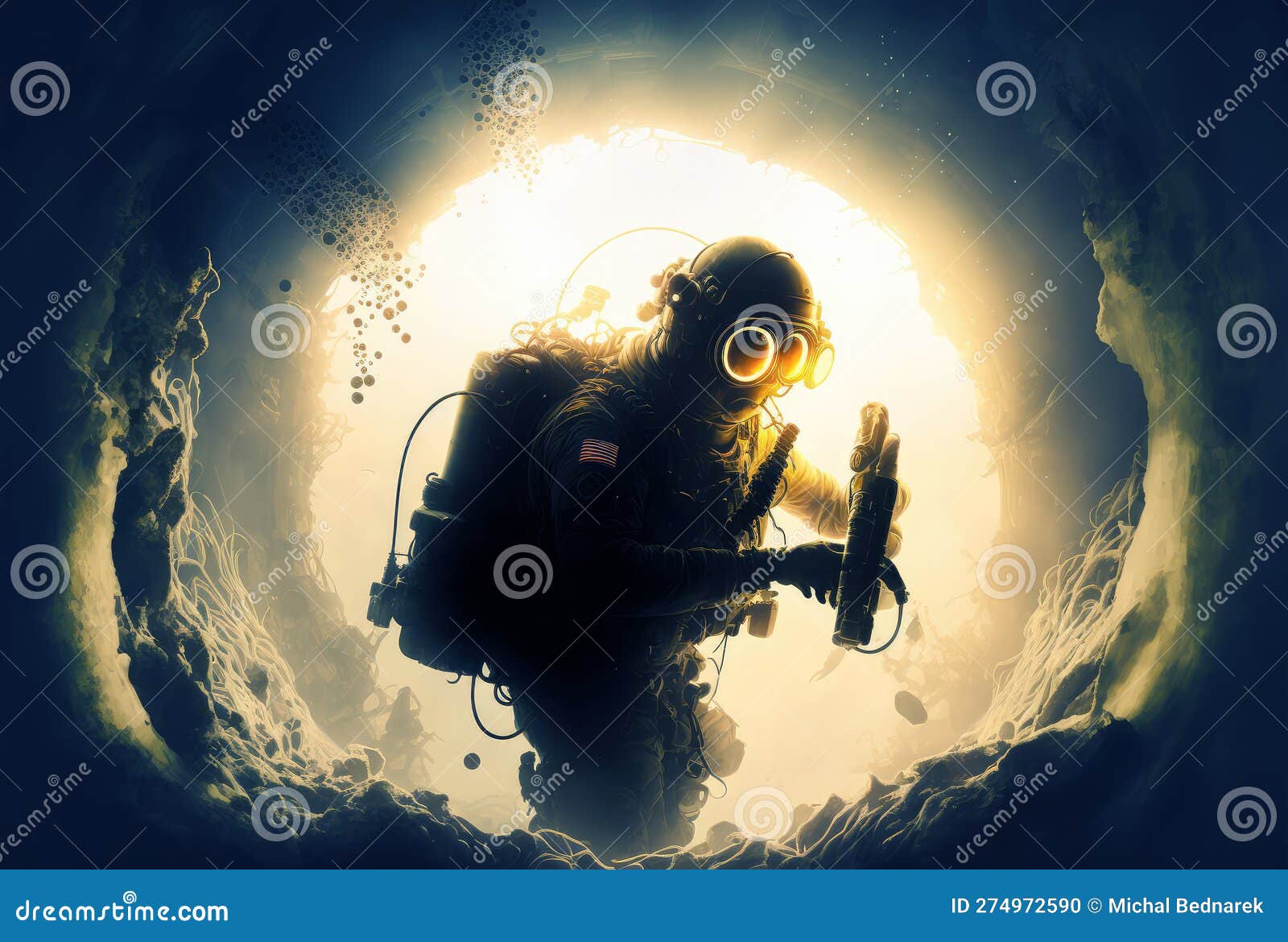 Special Forces Combat Diver Diving on Mission Underwater. Generative AI ...