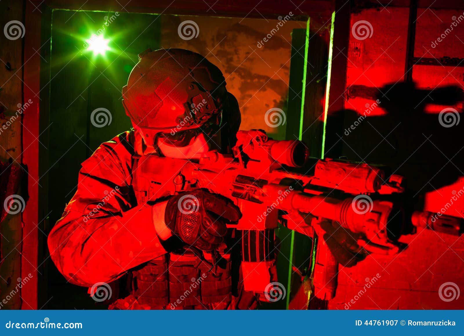 special forces soldier during night mission