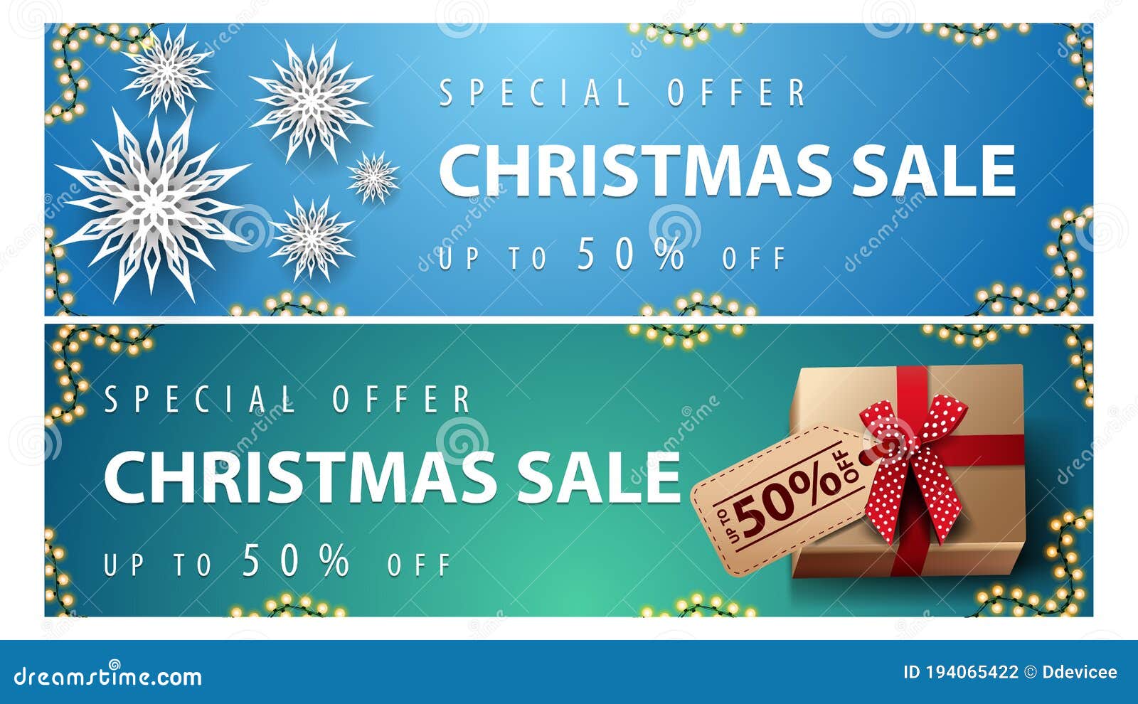 Special Offer, Christmas Sale, Up To 50 Off, Blue and Green Horizontal ...