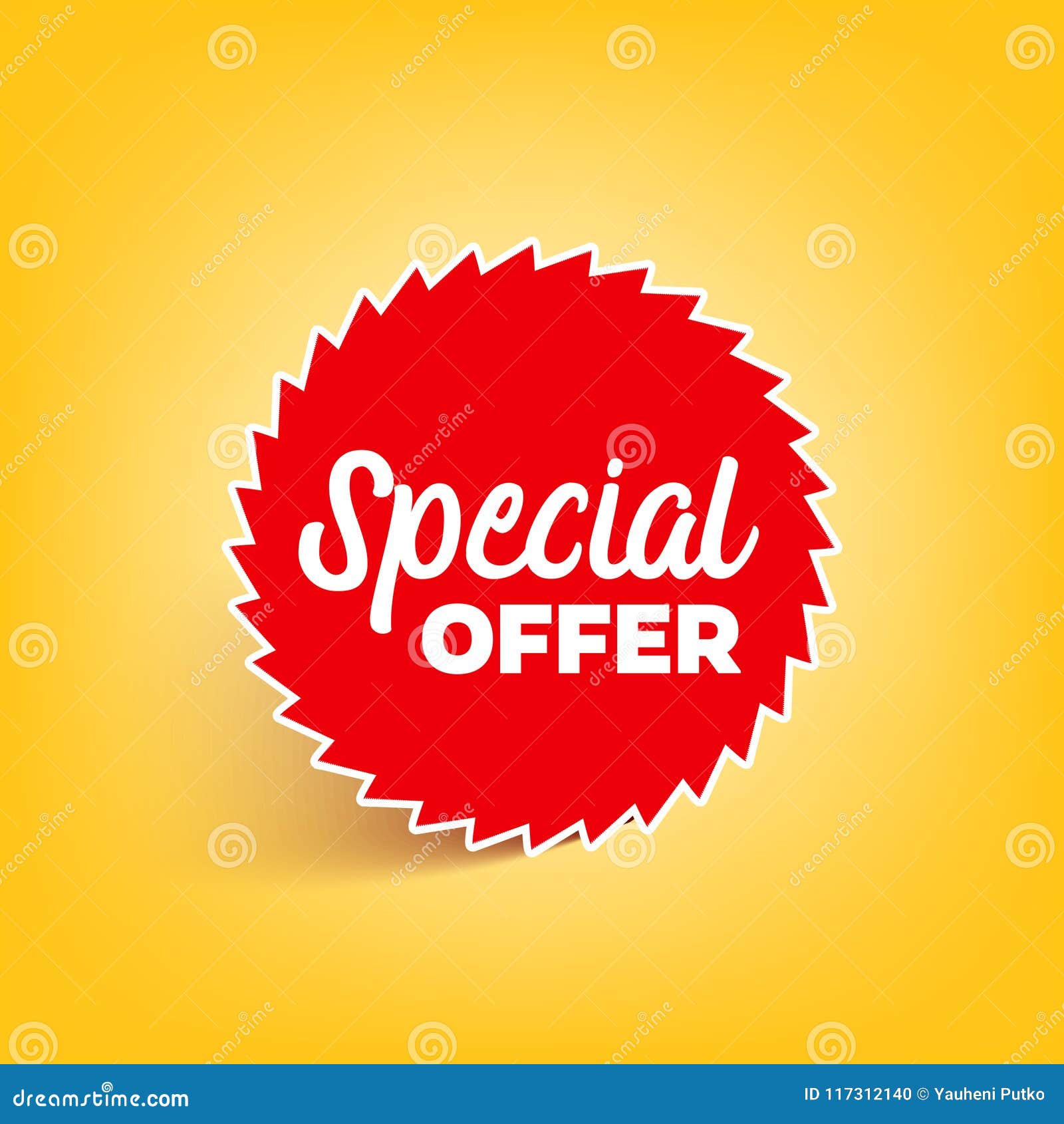 Special Offer Red Colored Banner on Yellow Background with Shadow. Stock  Vector - Illustration of shadow, quality: 117312140