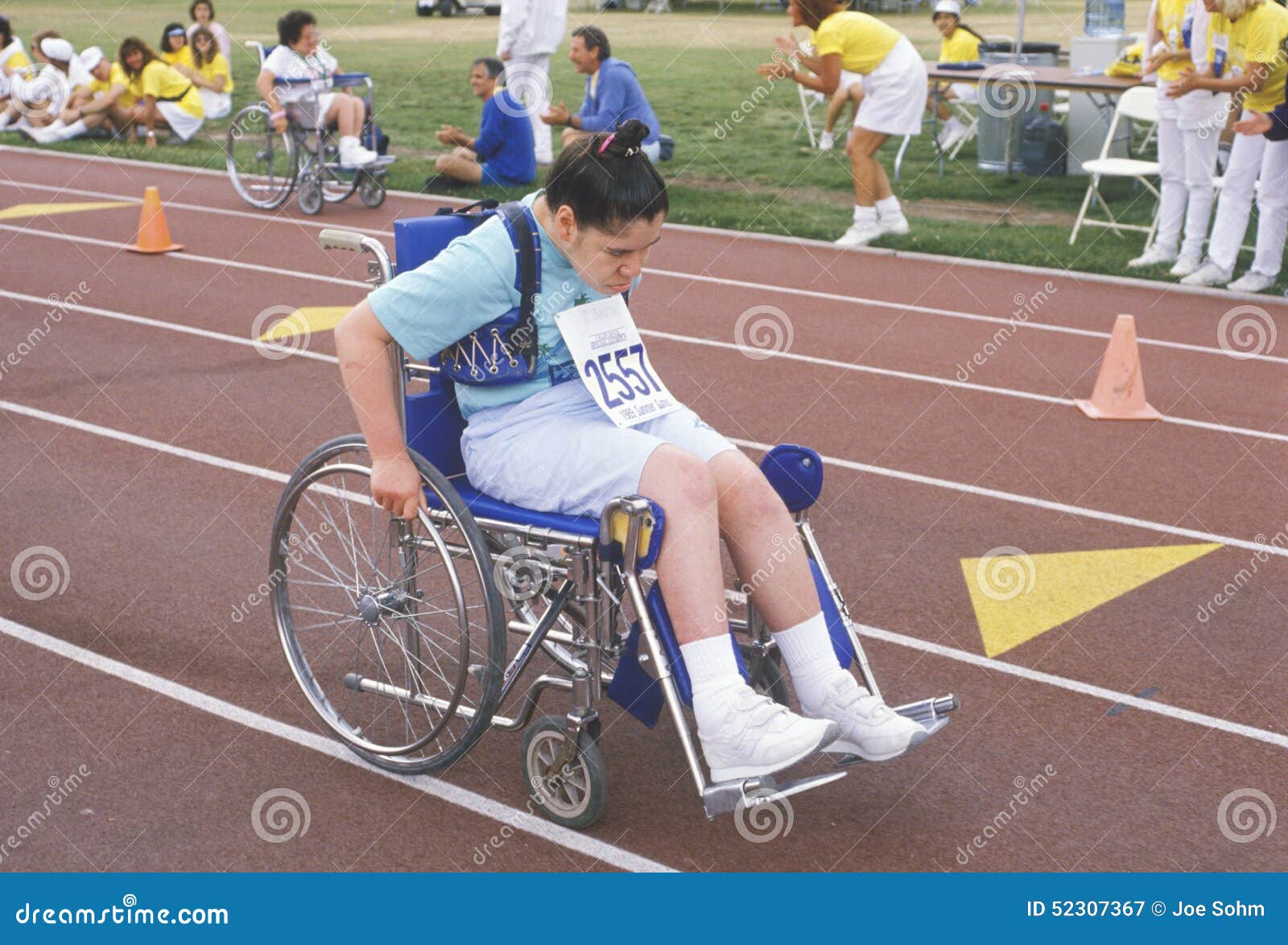 Special Olympics Athlete in Wheelchair, Competing, UCLA, CA Editorial Photography Image of