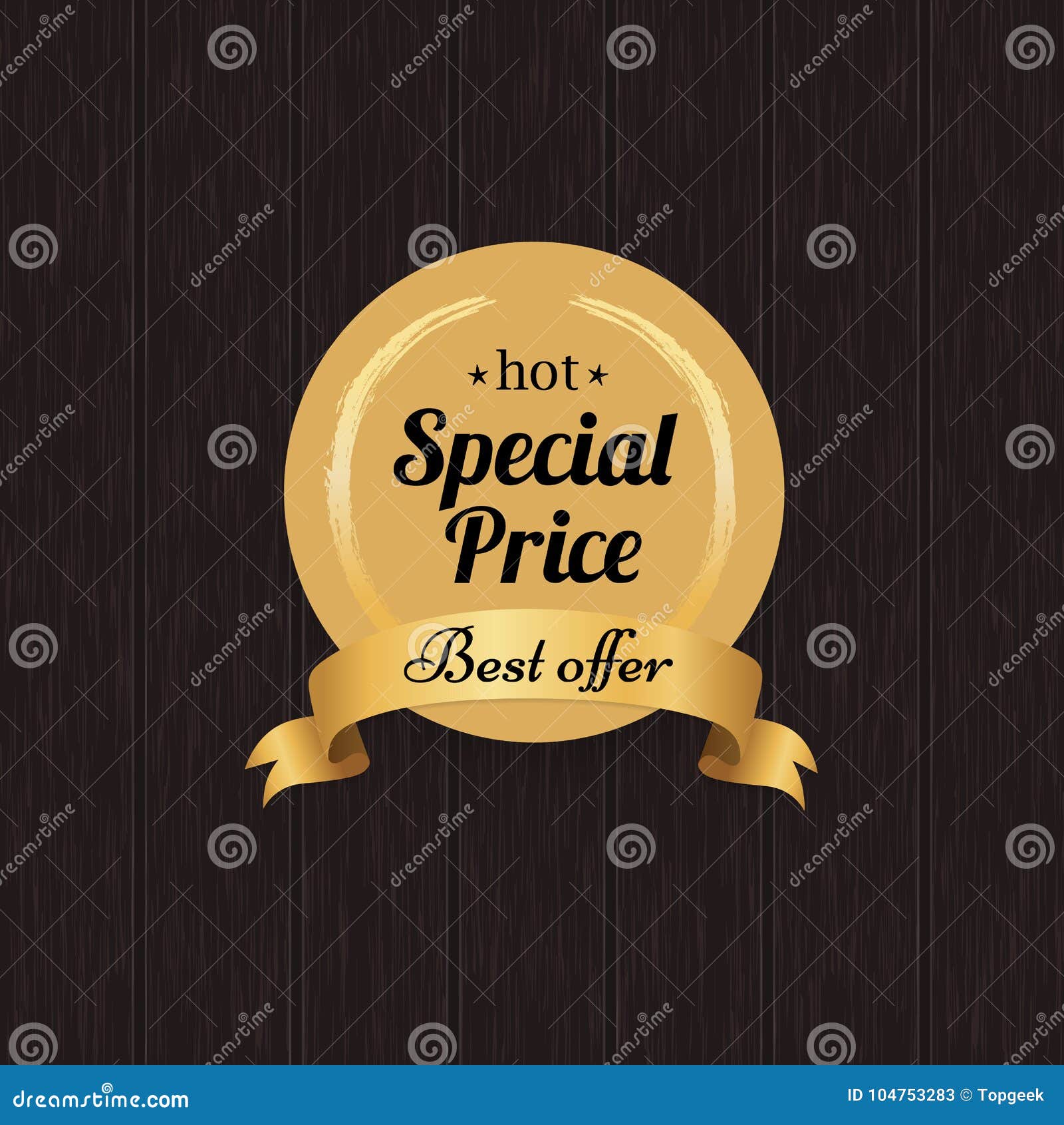 Best Deal Golden Label With Ribbon. Stock Photo