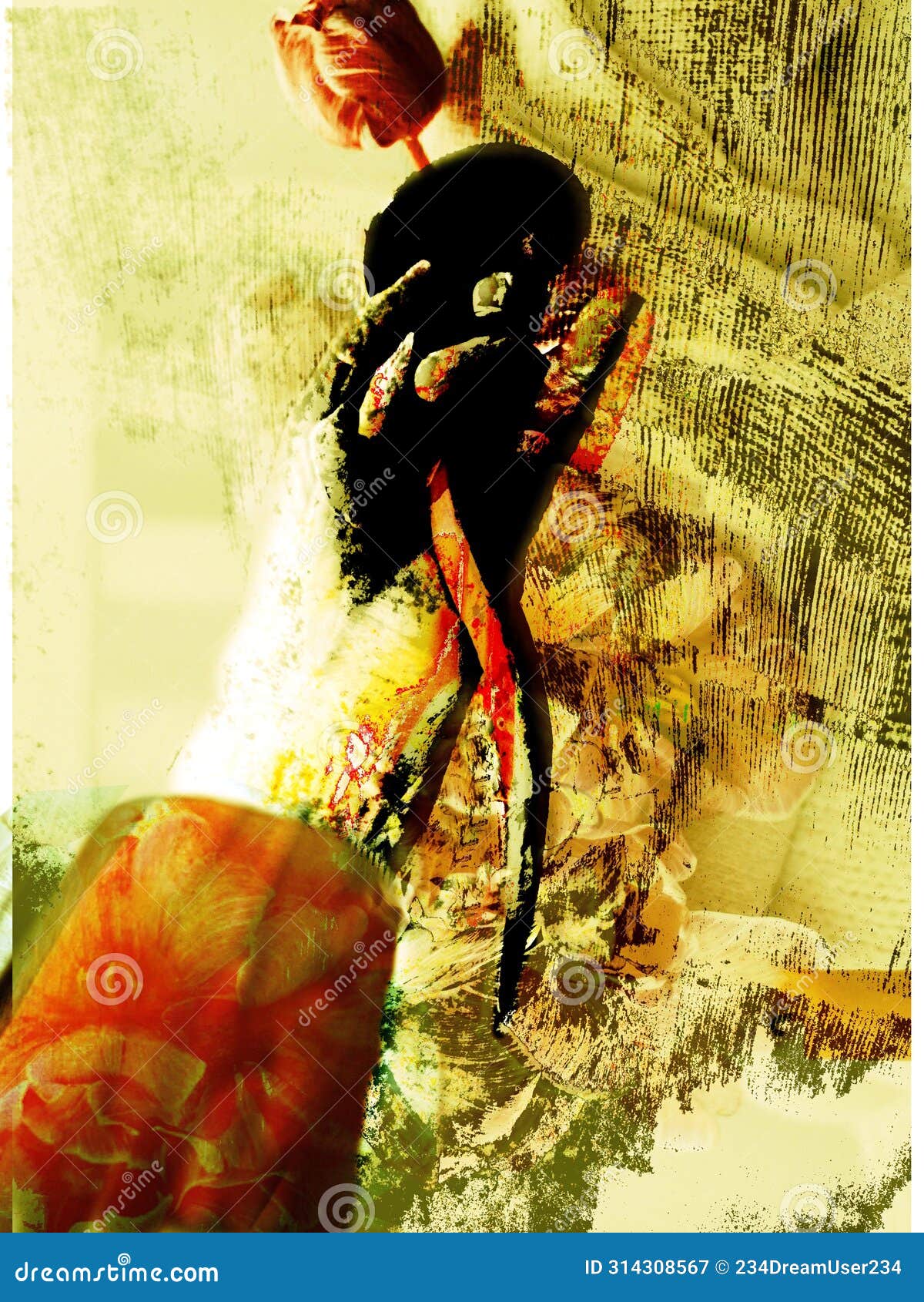 special processing. for you roses, and dark price i keep for myself. hand holding rose with dagger end. bright. blood.
