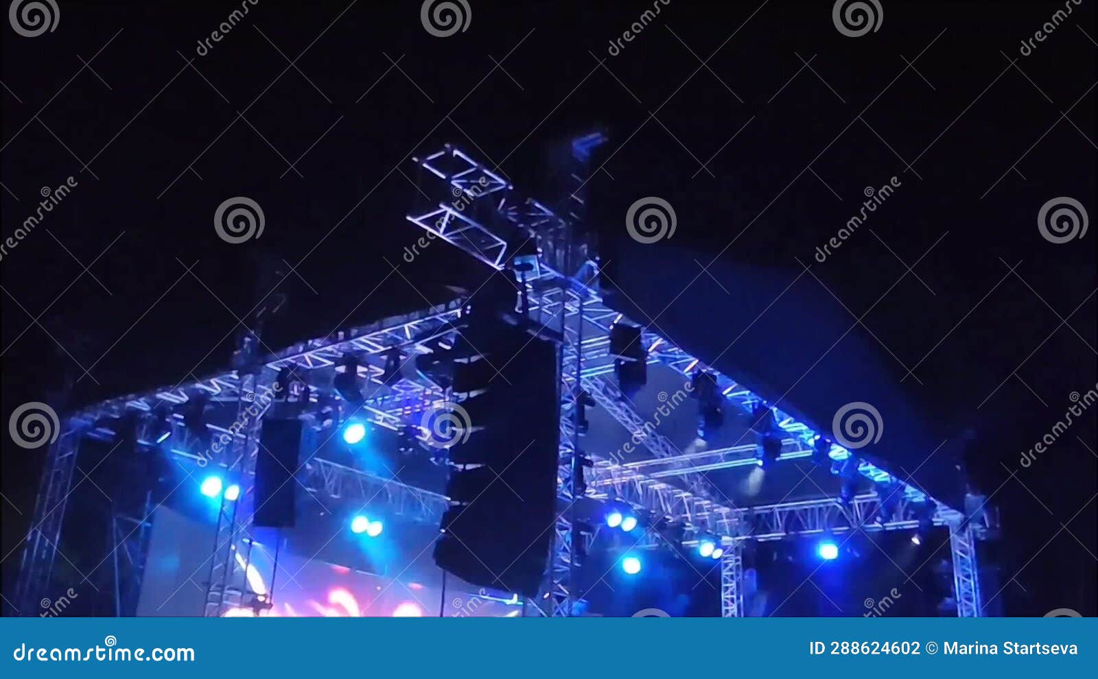 Special Stage Lighting Equipment, Various Strobe Lights with Multicolored Rays on the Background