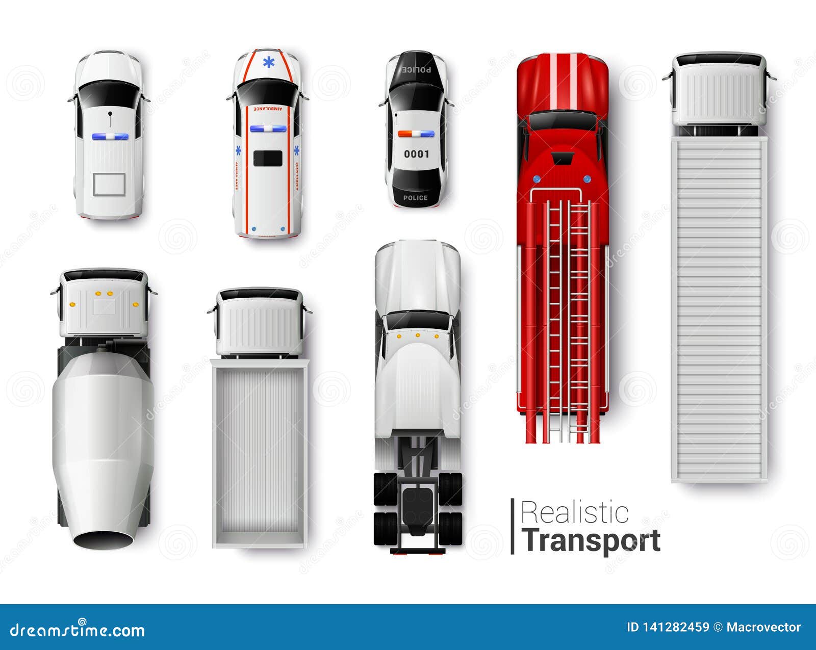 Special Vehicles Top View Set Stock Vector Illustration of dealer